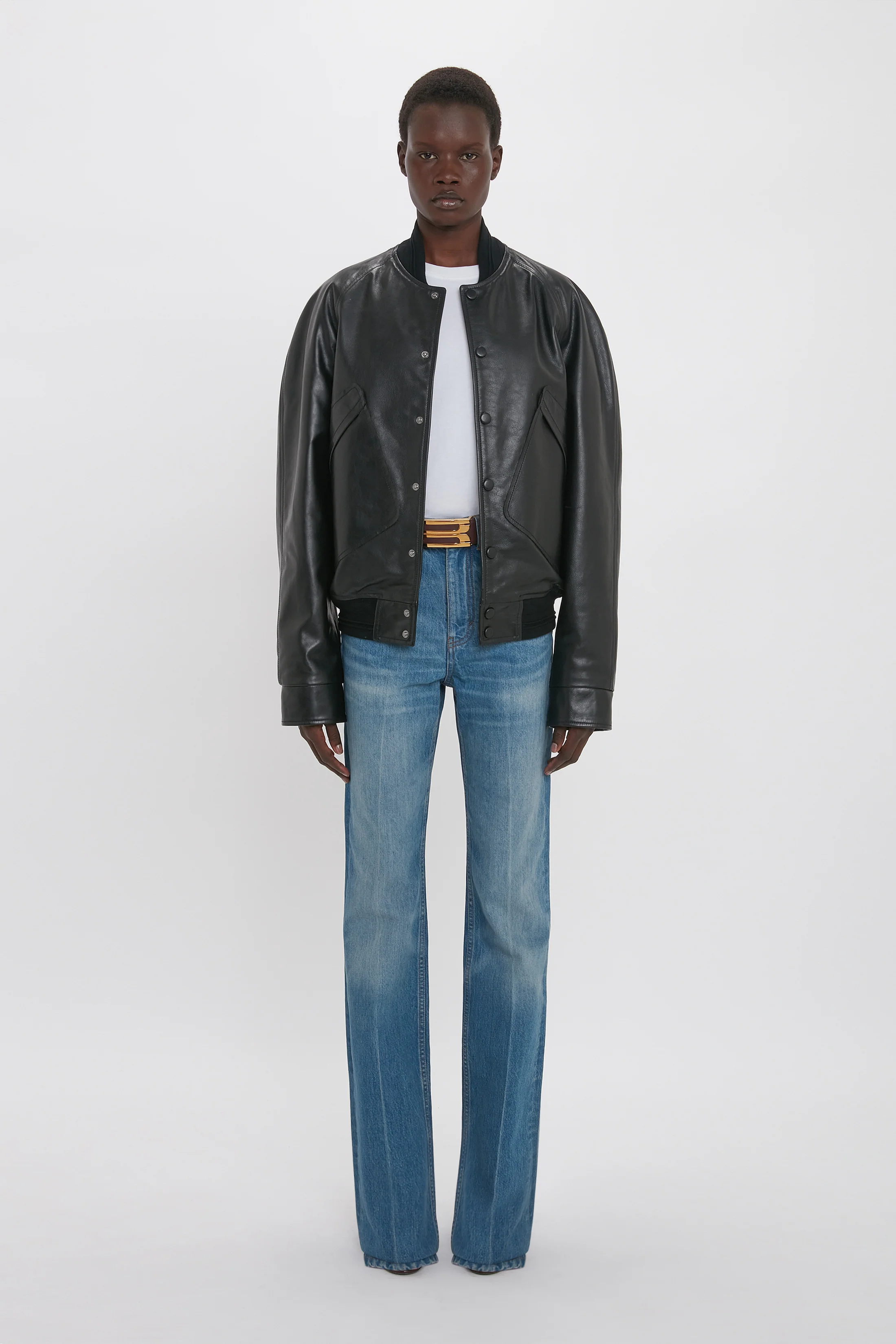 Leather Varsity Jacket In Black - XNAUWBI