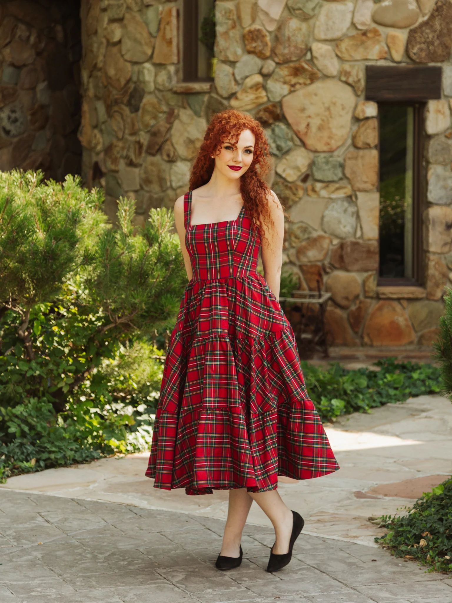 Madonna Dress in Red Plaid - XNAUWBI