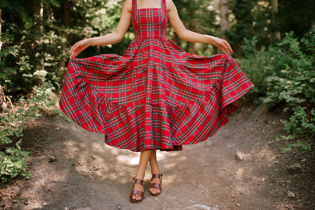 Madonna Dress in Red Plaid - XNAUWBI