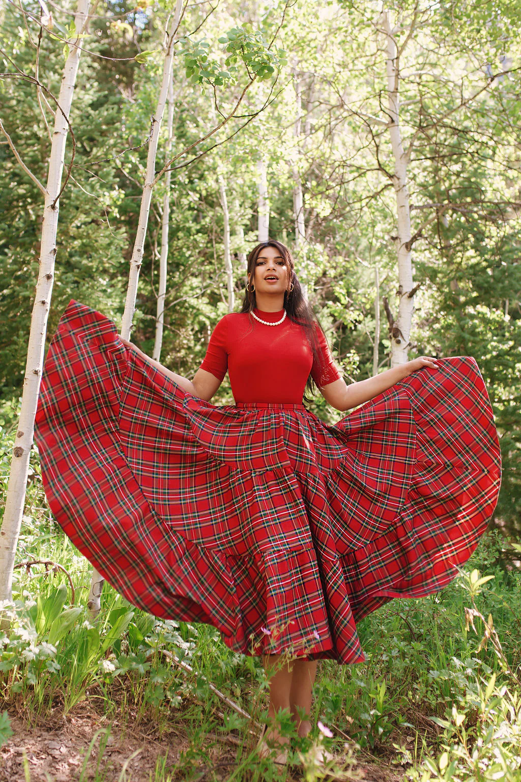 Madonna Skirt in Red Plaid - XNAUWBI