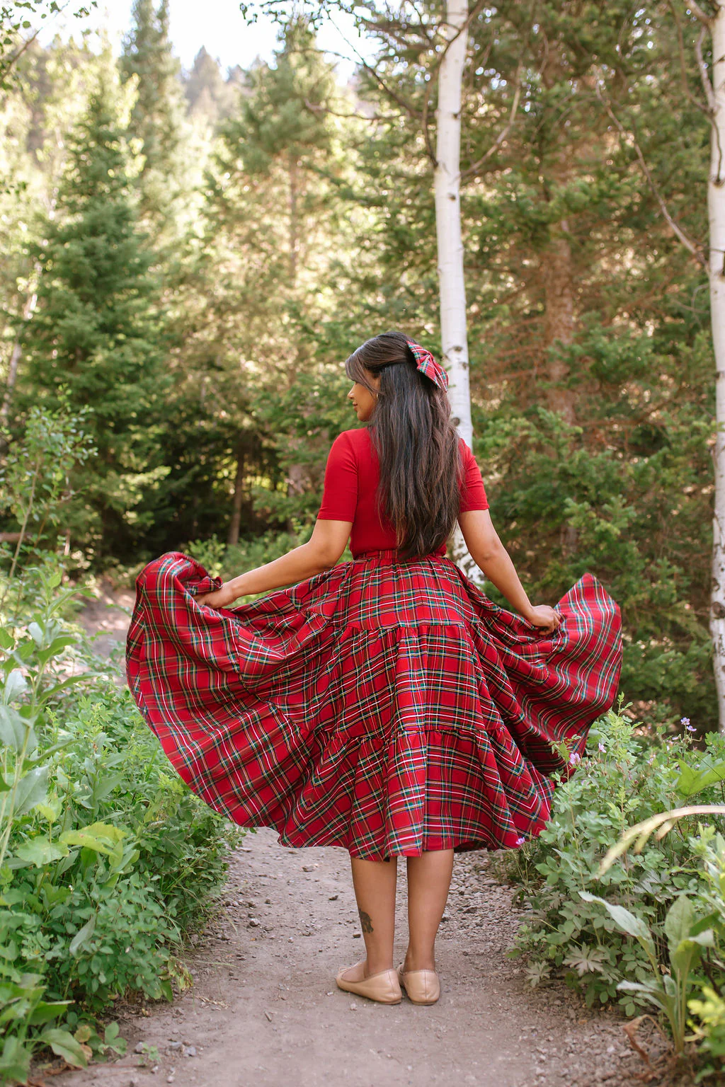 Madonna Skirt in Red Plaid - XNAUWBI
