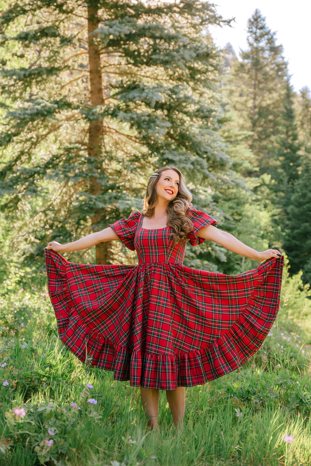 Novella Dress in Red Plaid - XNAUWBI