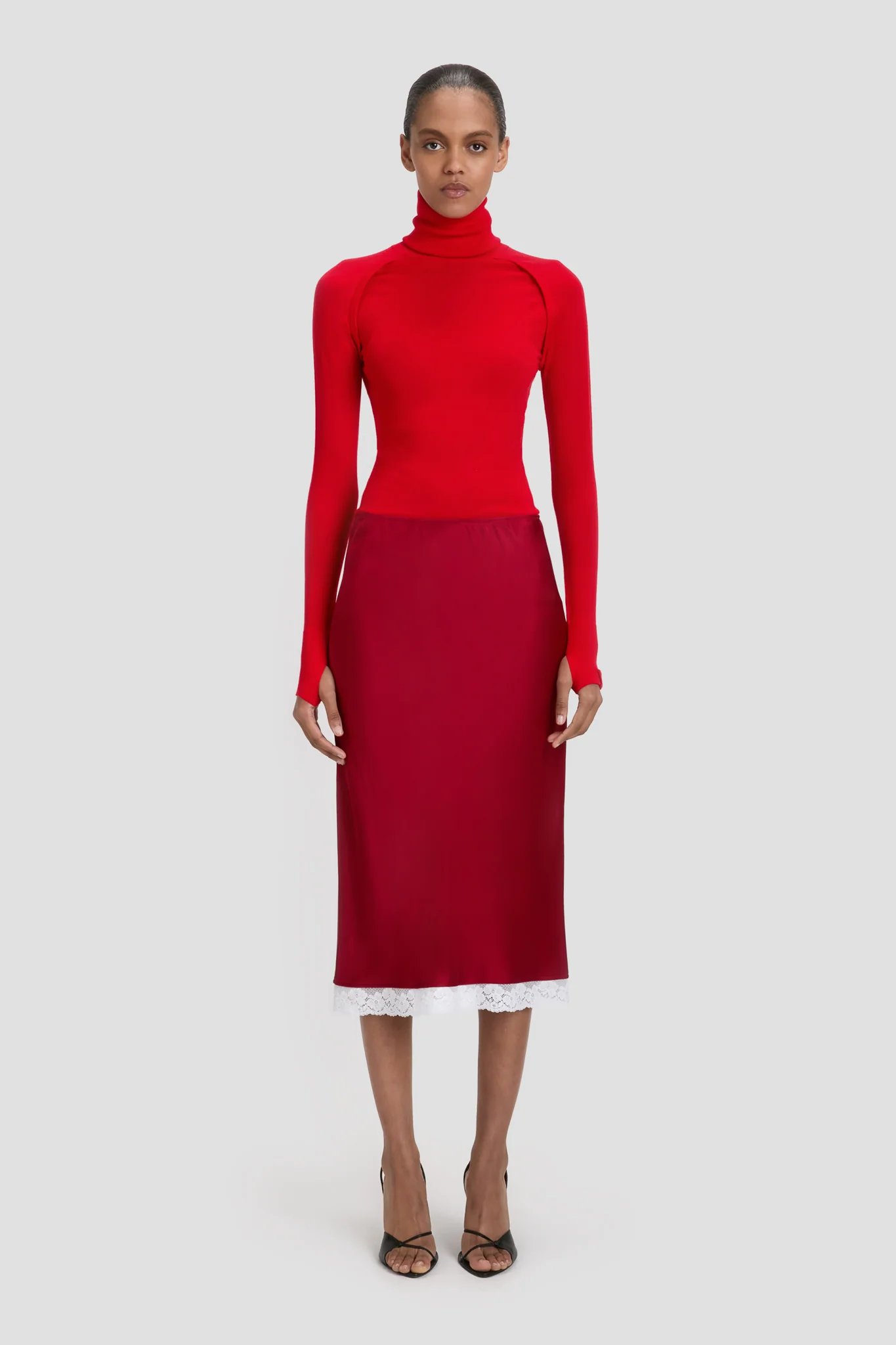 High Neck Jumper In Dark Bright Rose - XNAUWBI