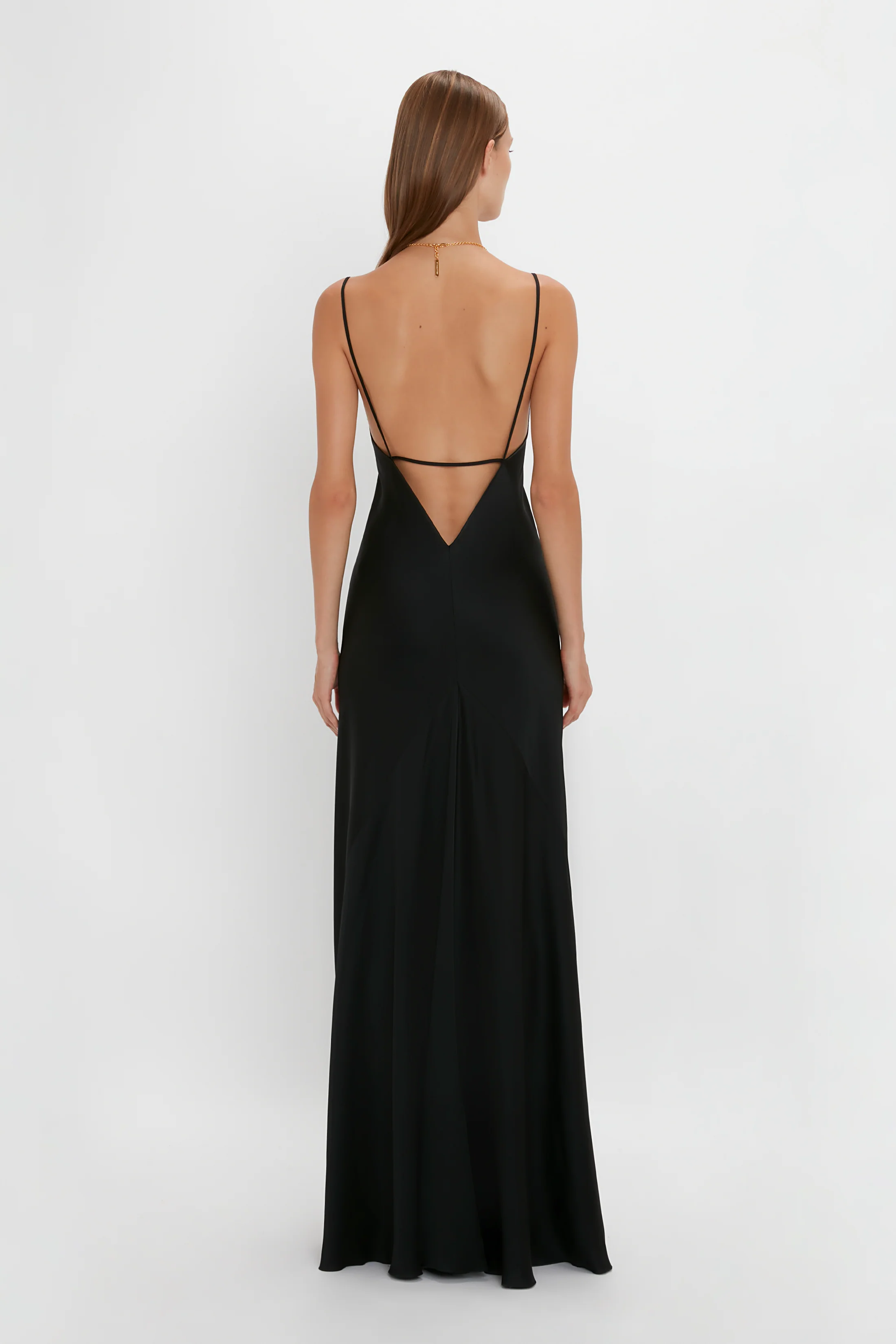 Floor-Length Cami Dress In Black - XNAUWBI