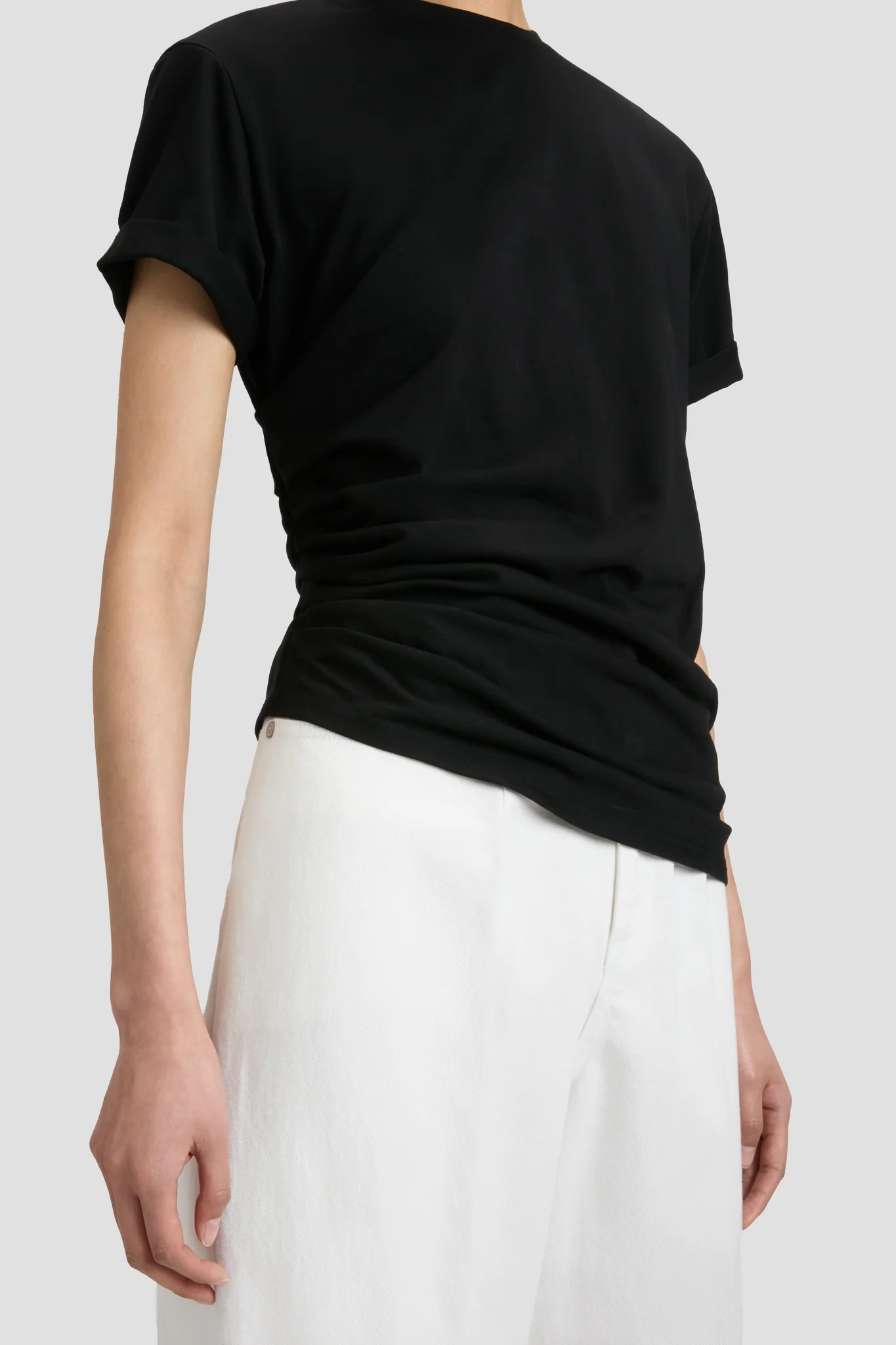 Gathered T-Shirt In Black - XNAUWBI