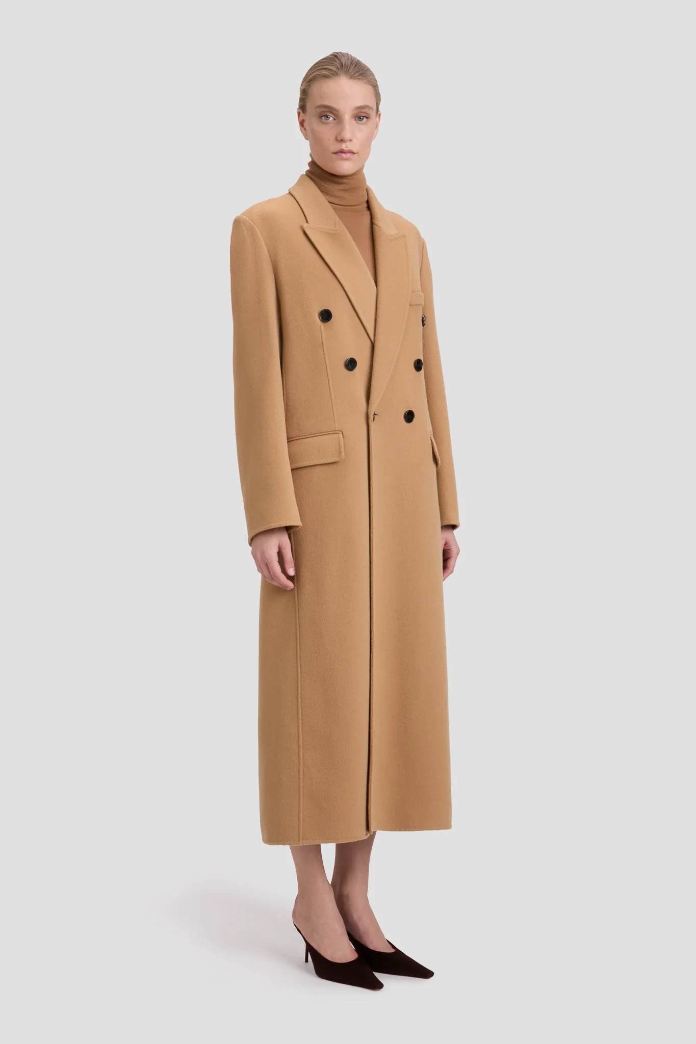Double Faced Overcoat In Camel - XNAUWBI