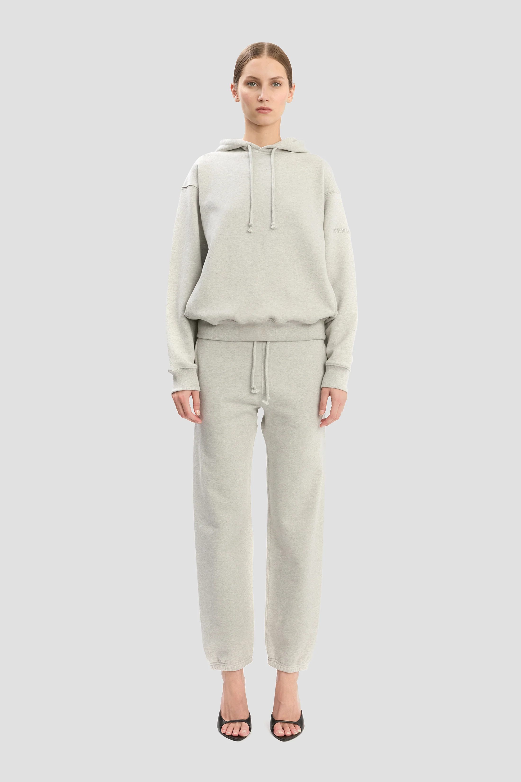 Logo Embroidered Hoodie In Grey Marl - XNAUWBI