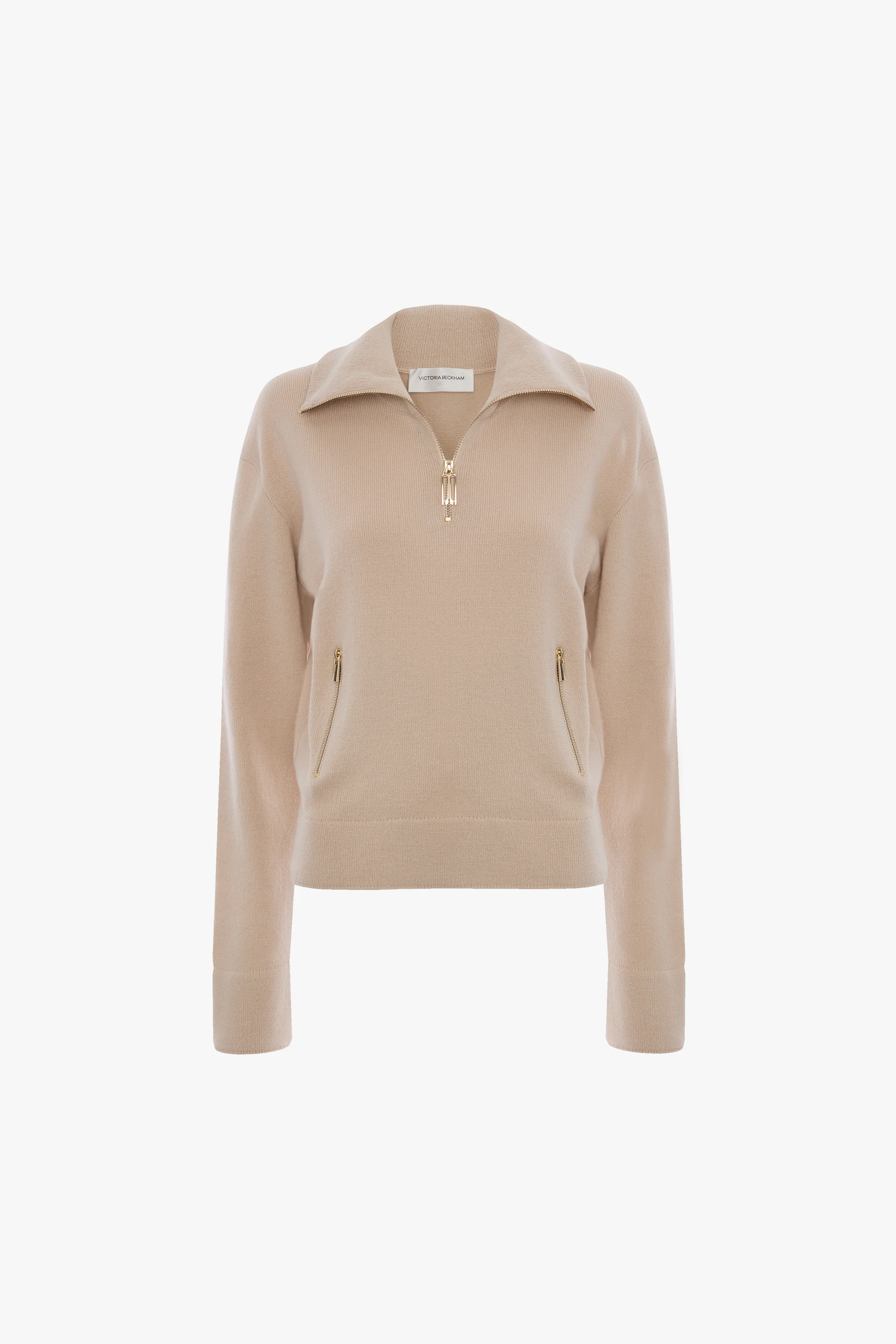 Half-Zip Milano Jumper In Pale Rose - XNAUWBI