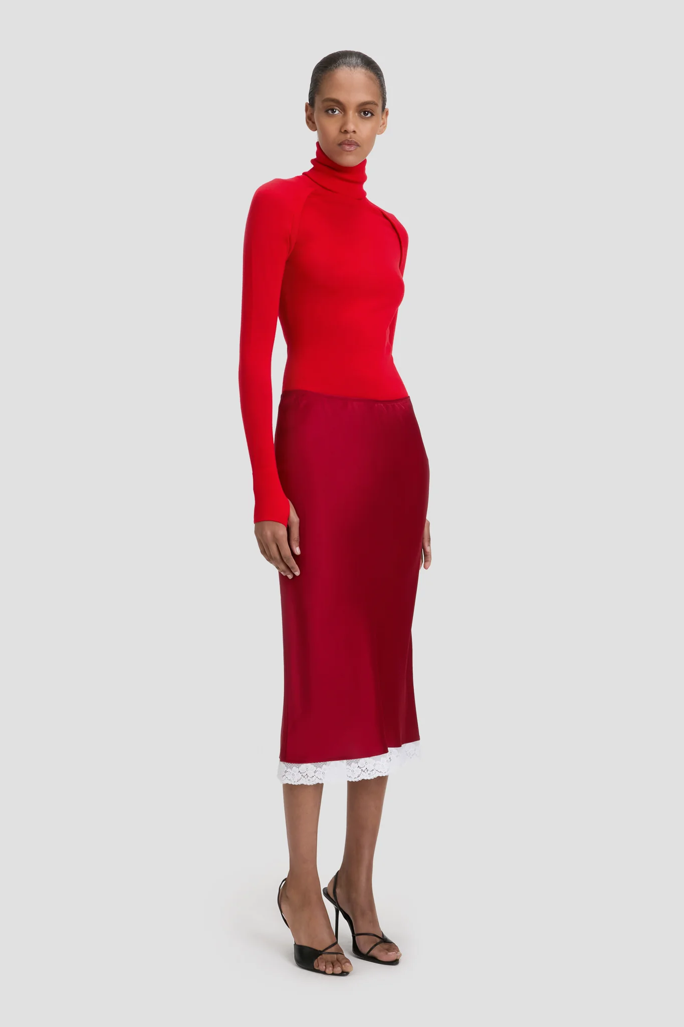 High Neck Jumper In Dark Bright Rose - XNAUWBI