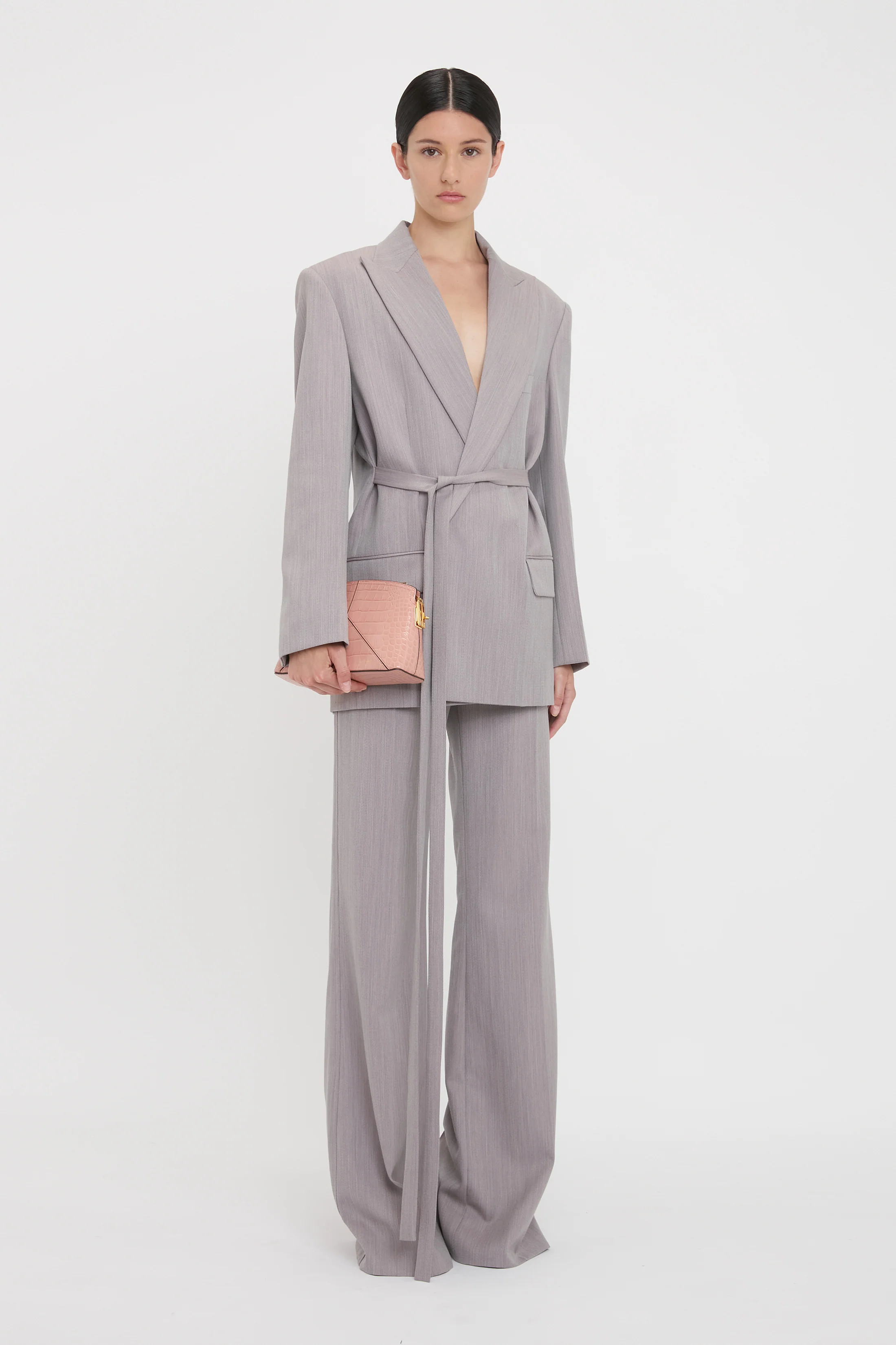 Tailored Belted Jacket In Quartz - XNAUWBI