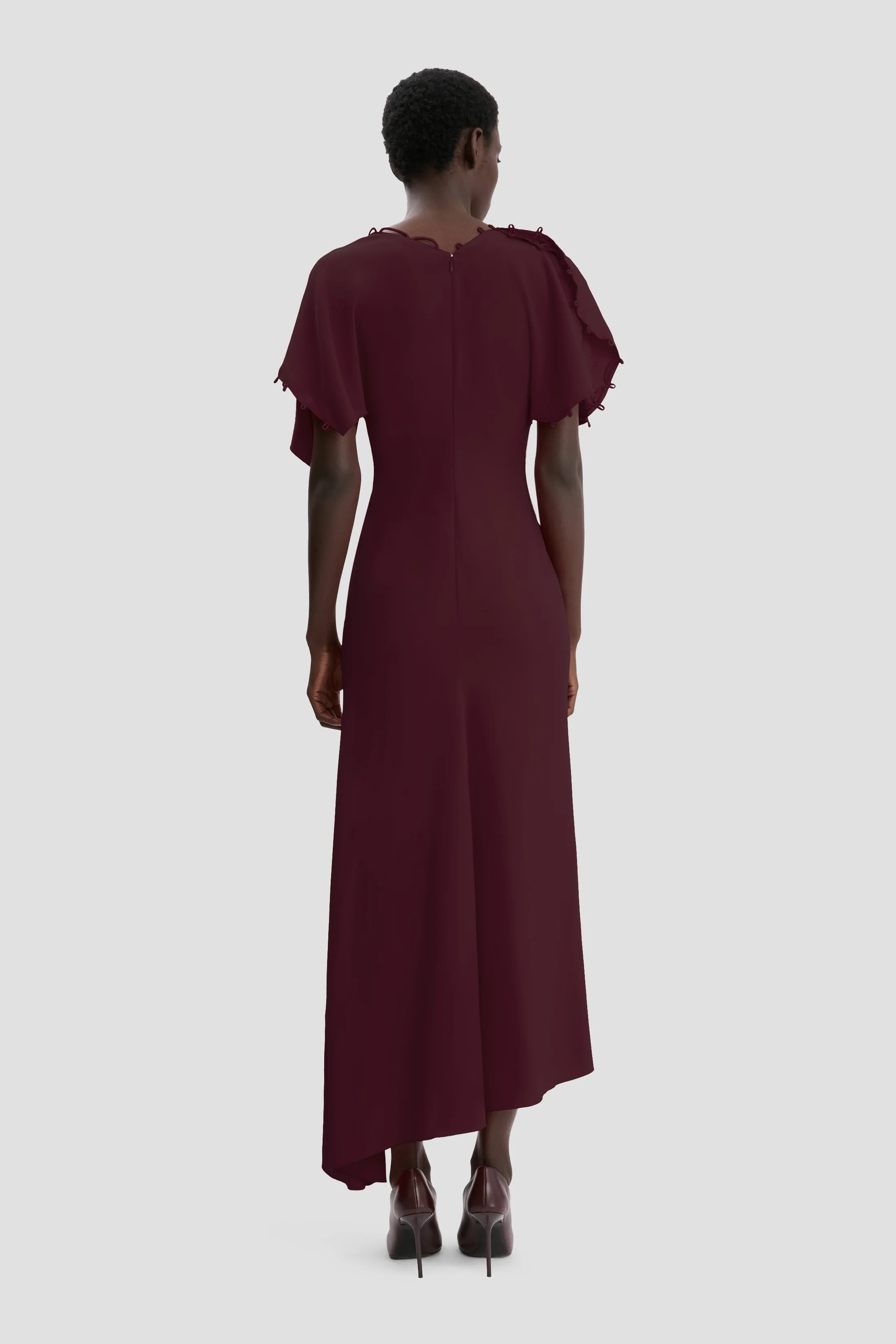 Draped Midi Dress In Merlot - XNAUWBI