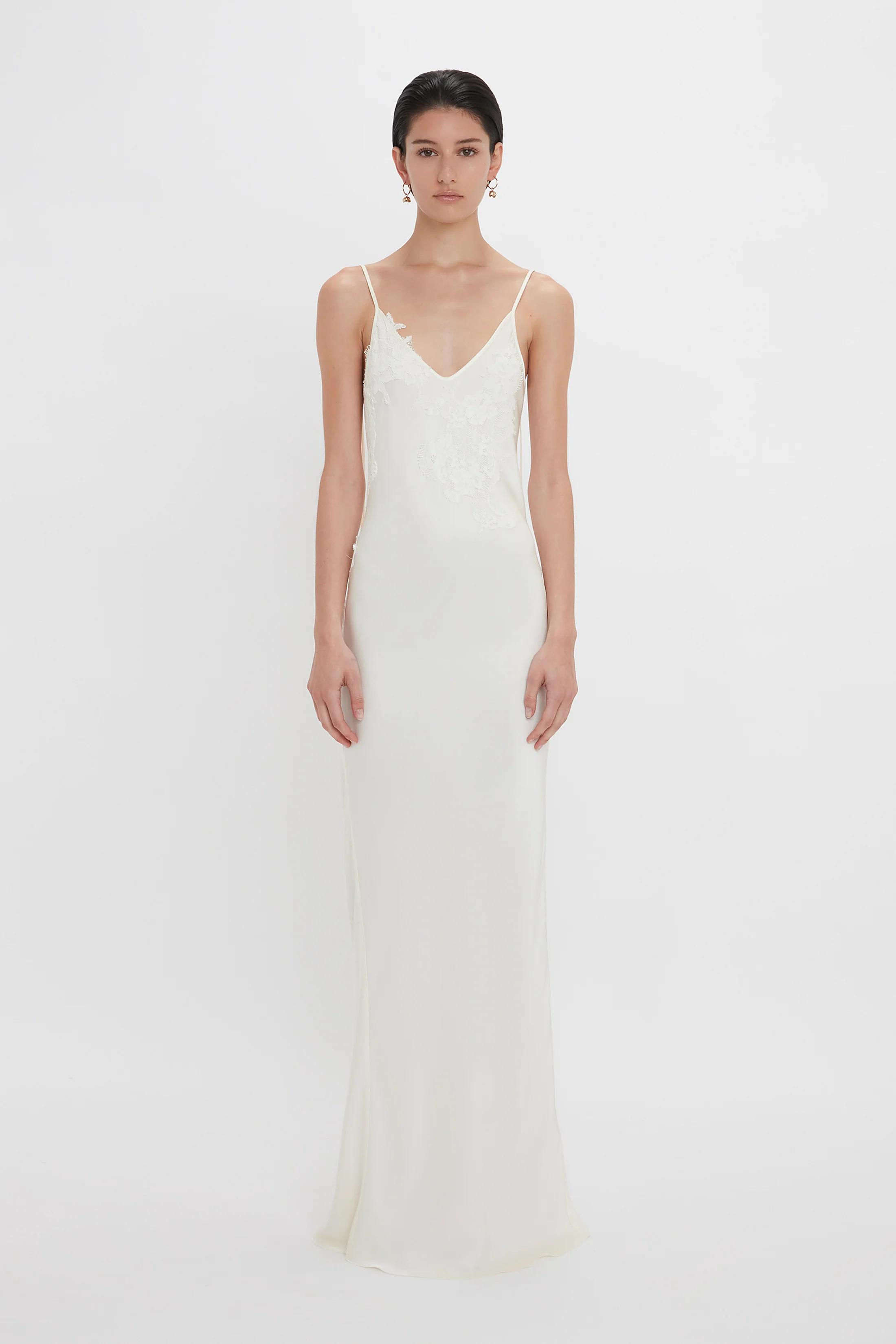 Lace Floor-Length Cami Dress In Ivory - XNAUWBI