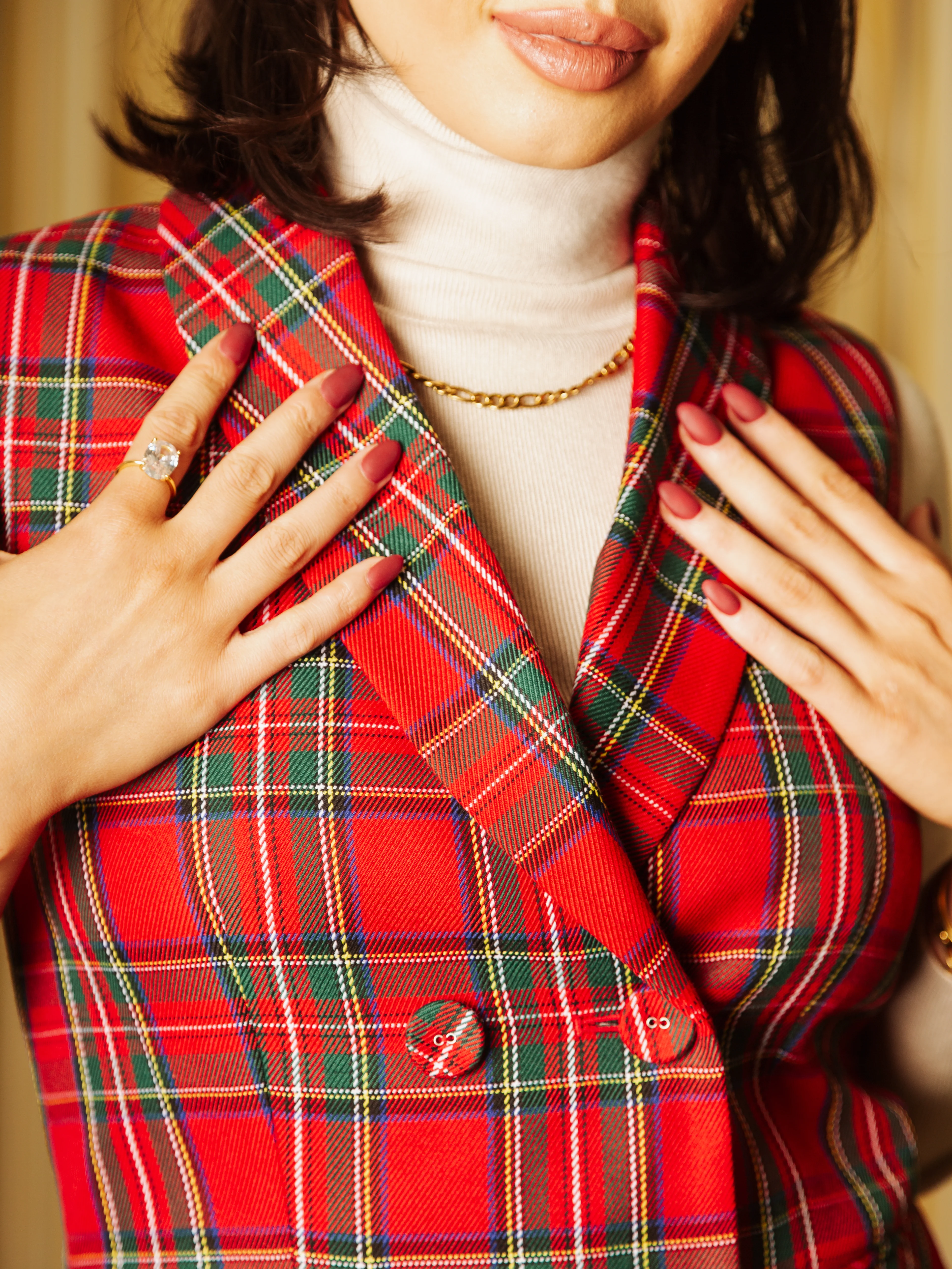 Vest in Red Plaid - XNAUWBI
