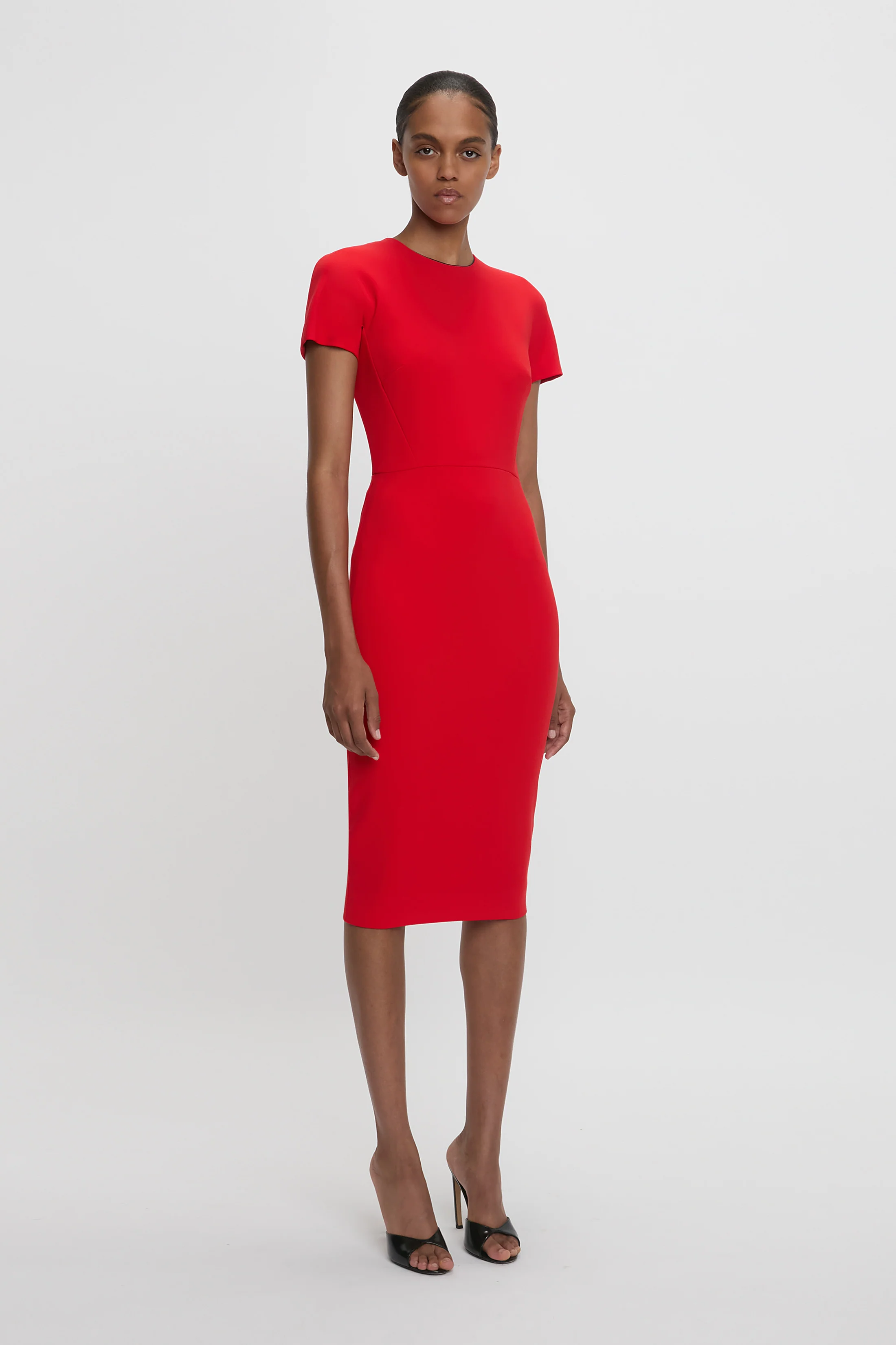 Fitted T-shirt Dress In Bright Red - XNAUWBI