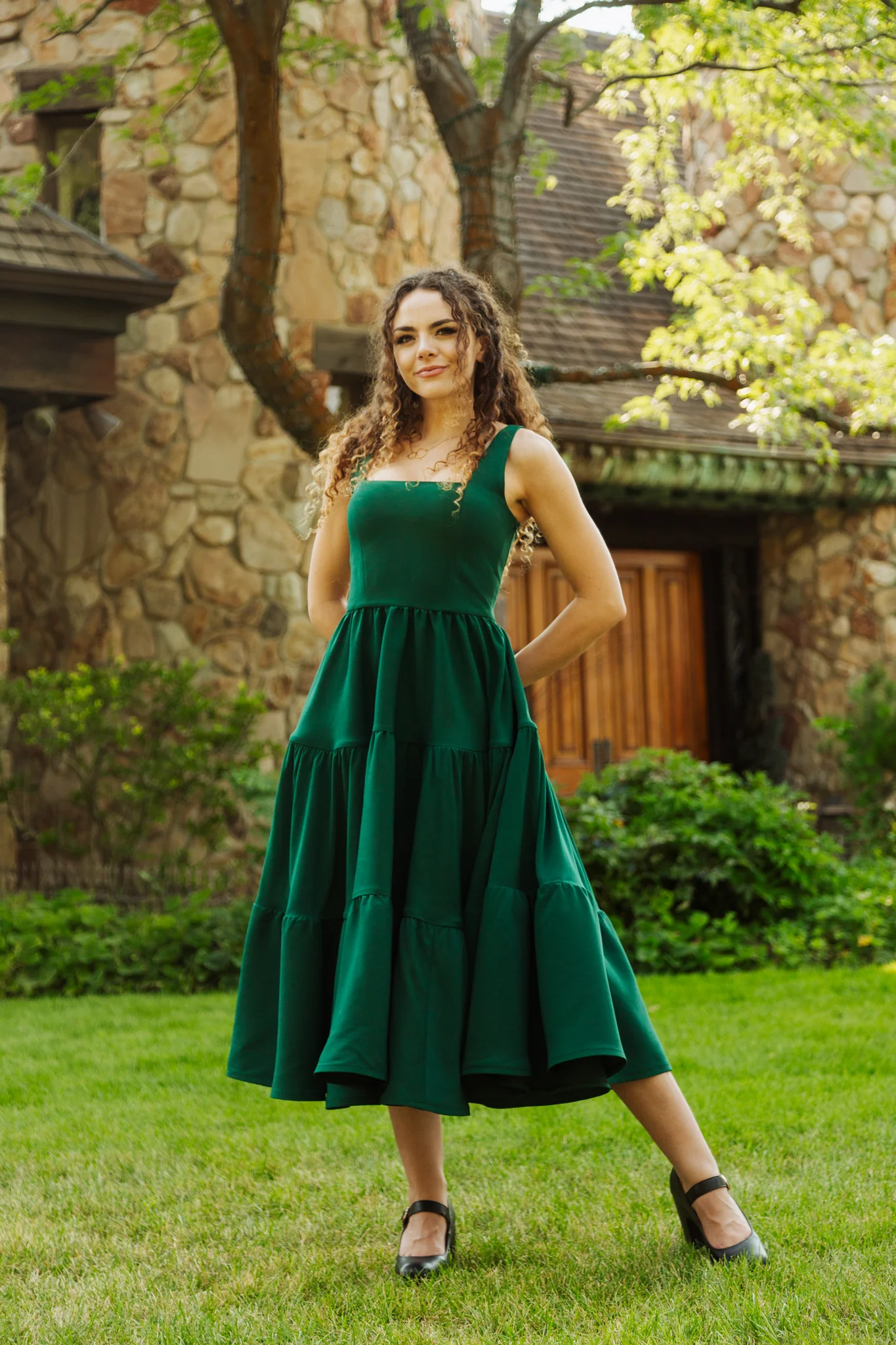 Madonna Dress in Evergreen - XNAUWBI