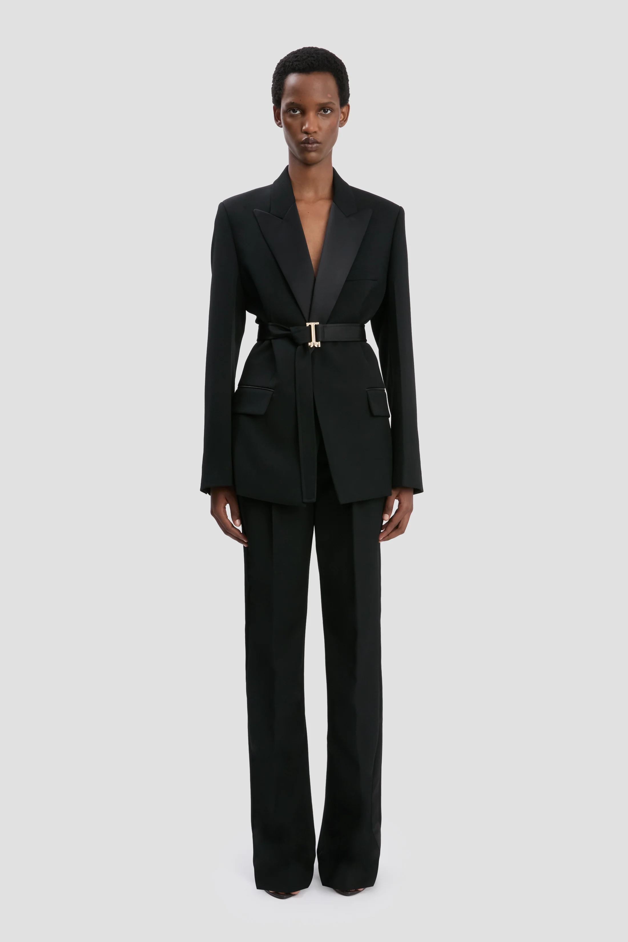 Belted Tailored Jacket In Black - XNAUWBI