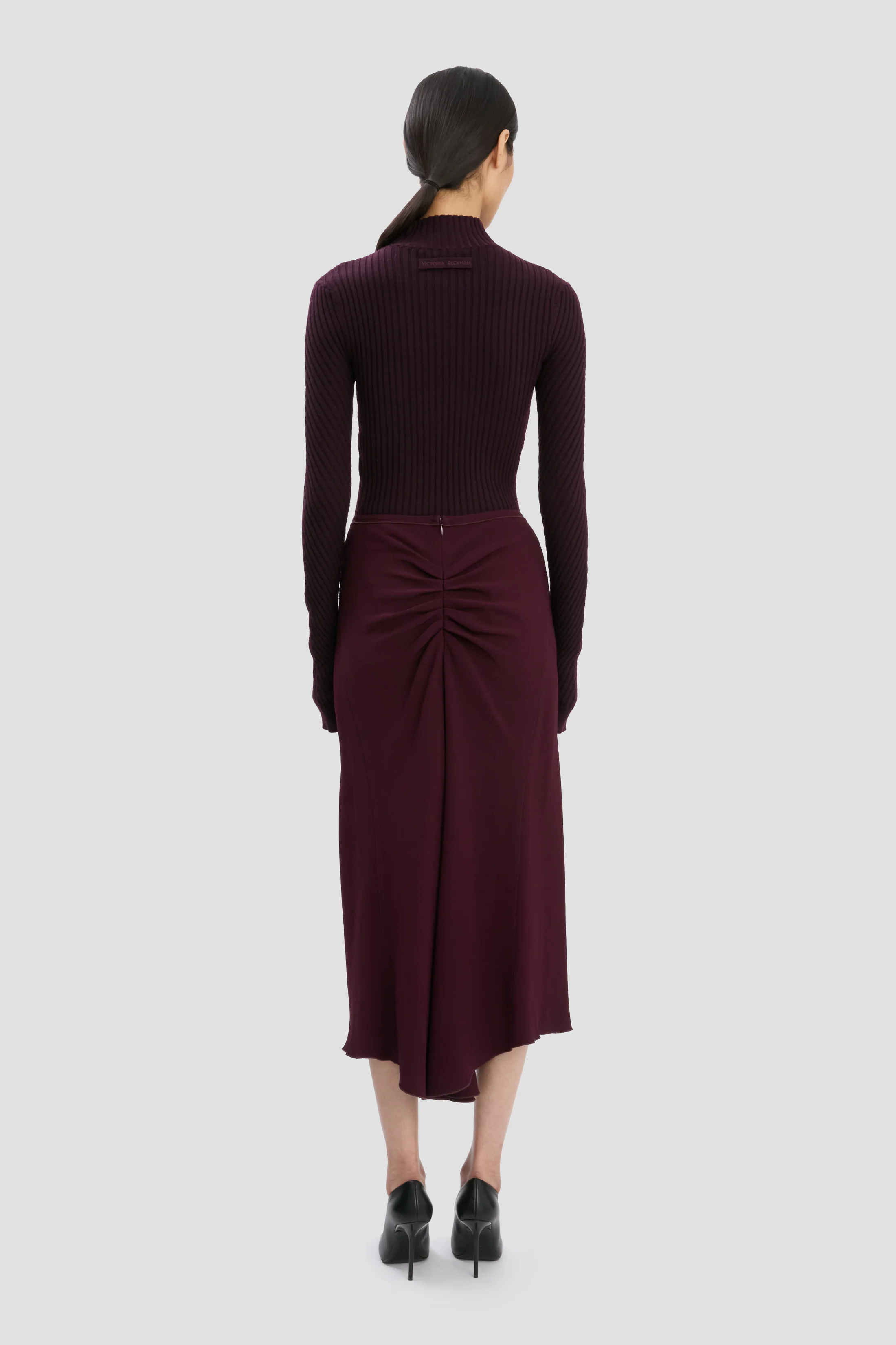 Ribbed Knit Polo In Merlot - XNAUWBI