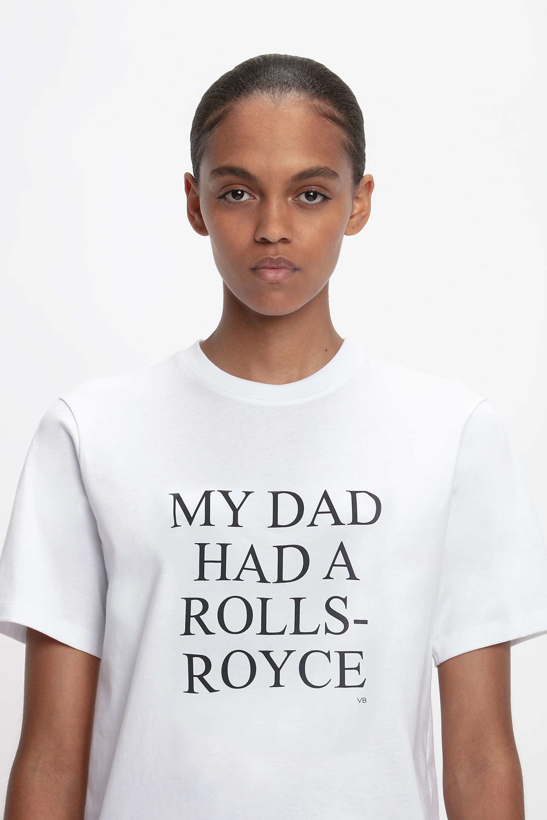 Slogan Tee In White 'My Dad Had A Rolls-Royce' - XNAUWBI