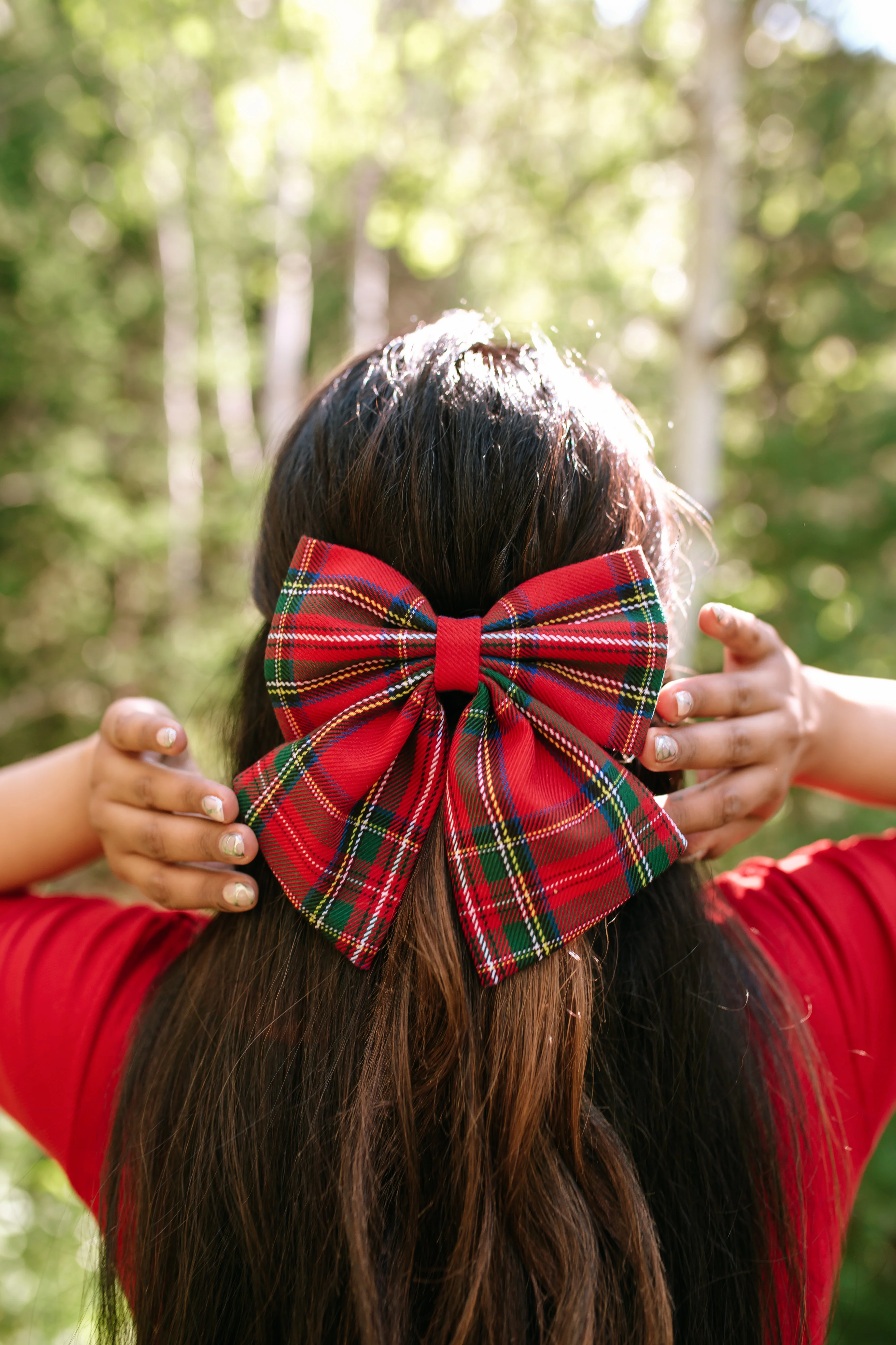 Hair Bow in Red Plaid - XNAUWBI