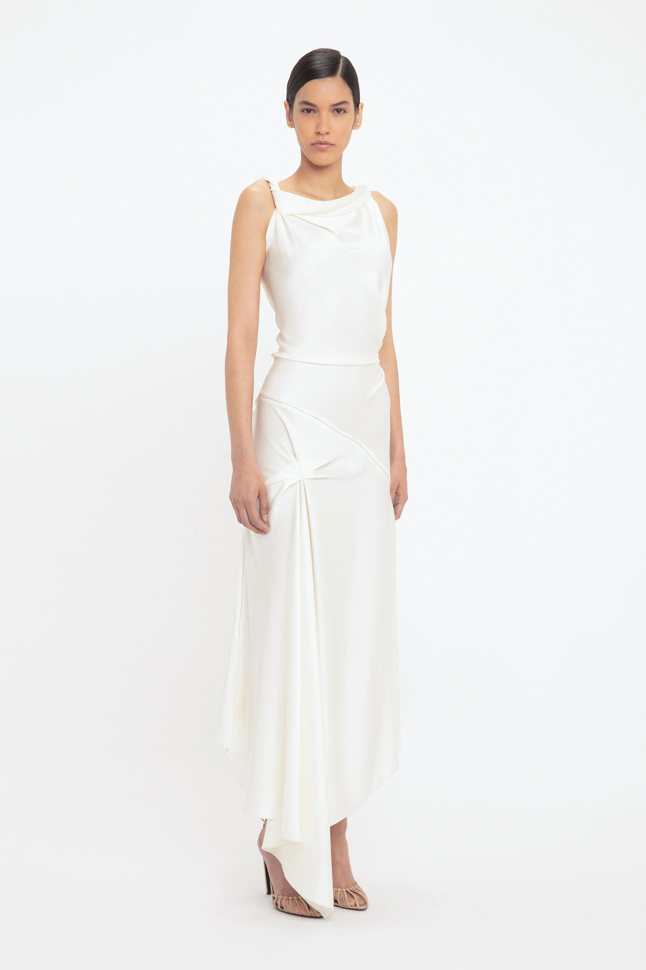 Posy Midi Dress In Ivory - XNAUWBI