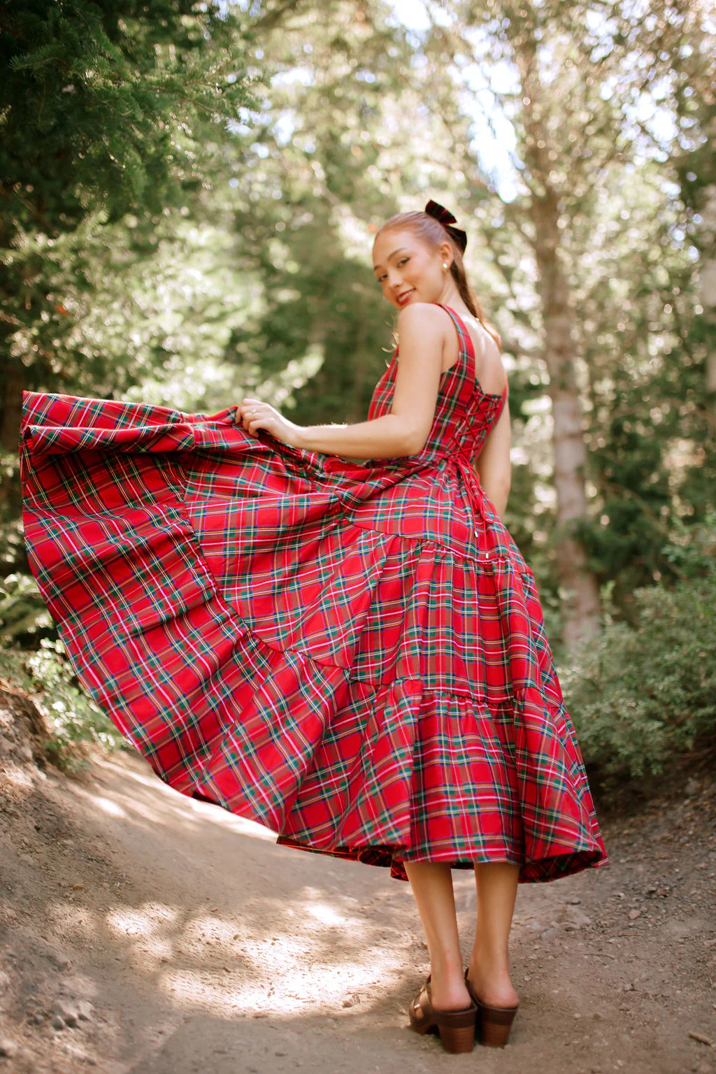 Madonna Dress in Red Plaid - XNAUWBI