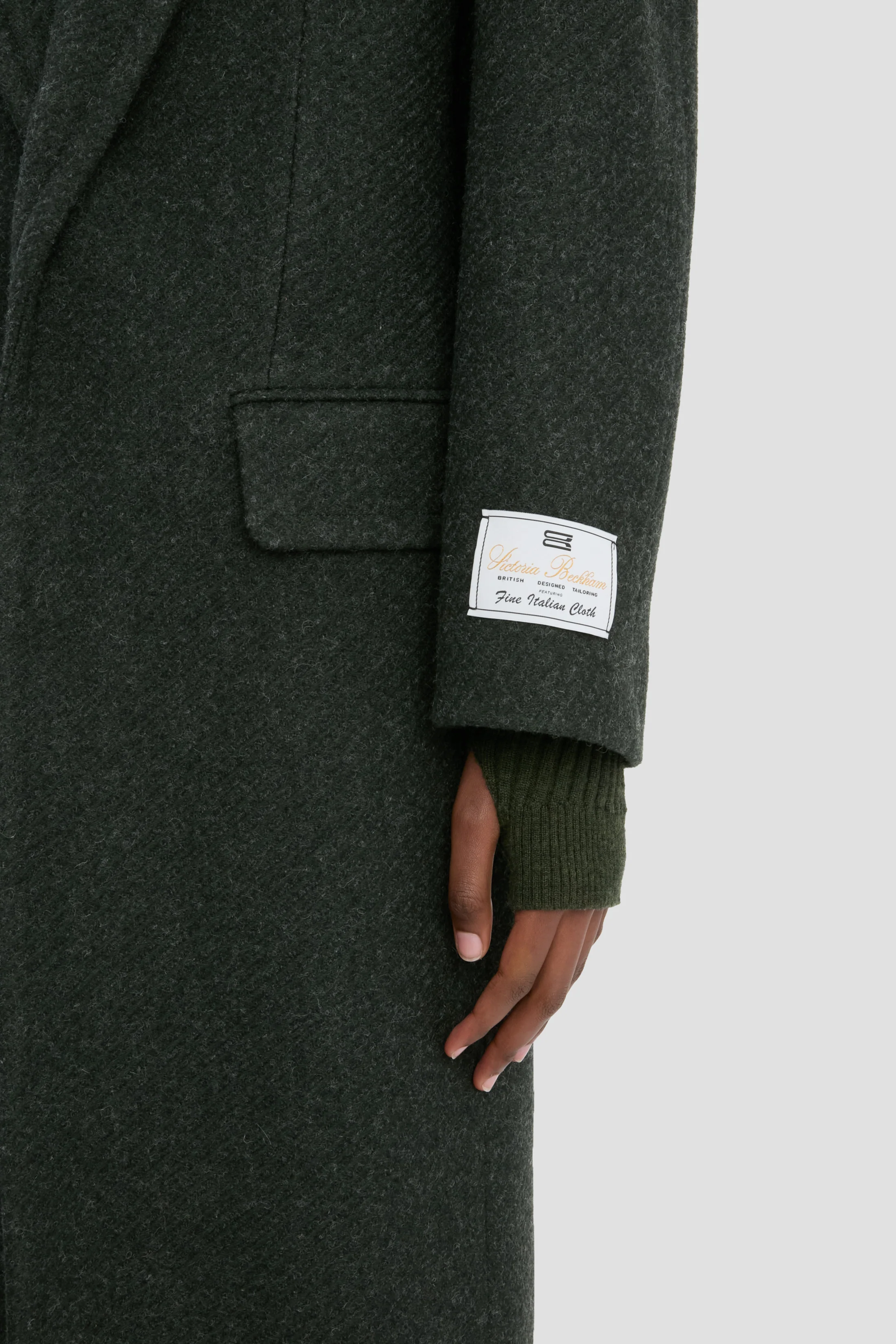 Curved Sleeve Overcoat In Dark Olive Melange - XNAUWBI