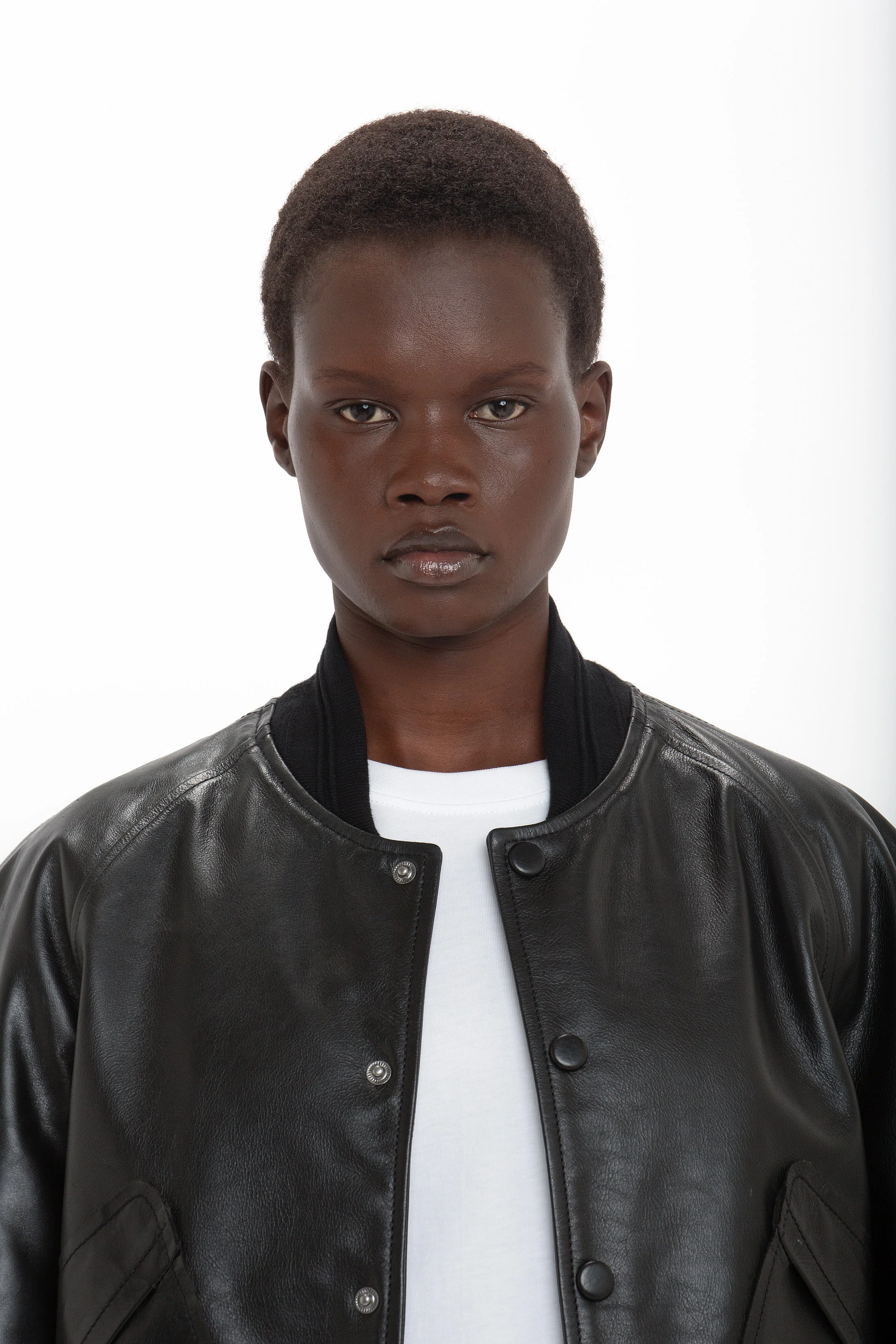 Leather Varsity Jacket In Black - XNAUWBI