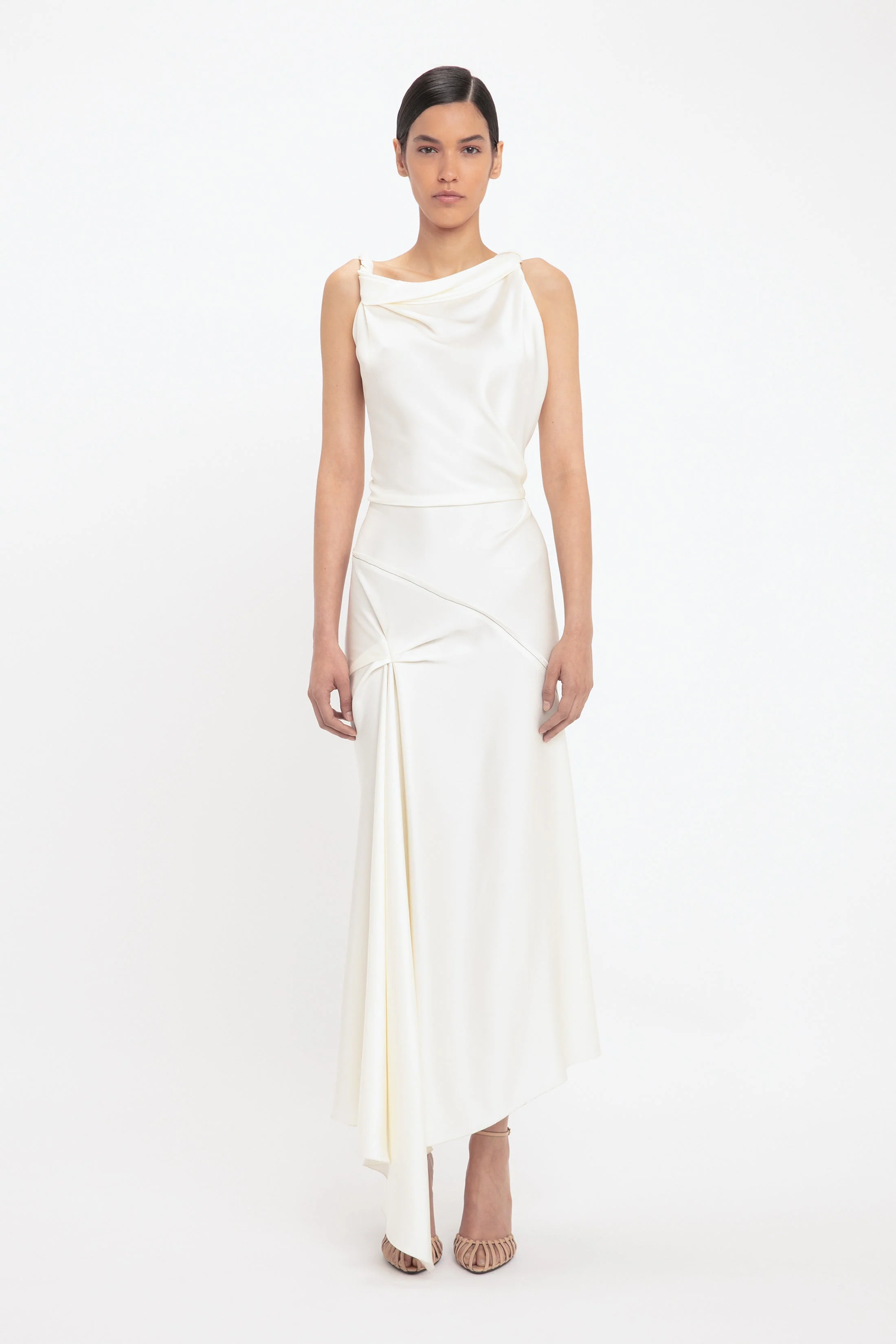 Posy Midi Dress In Ivory - XNAUWBI