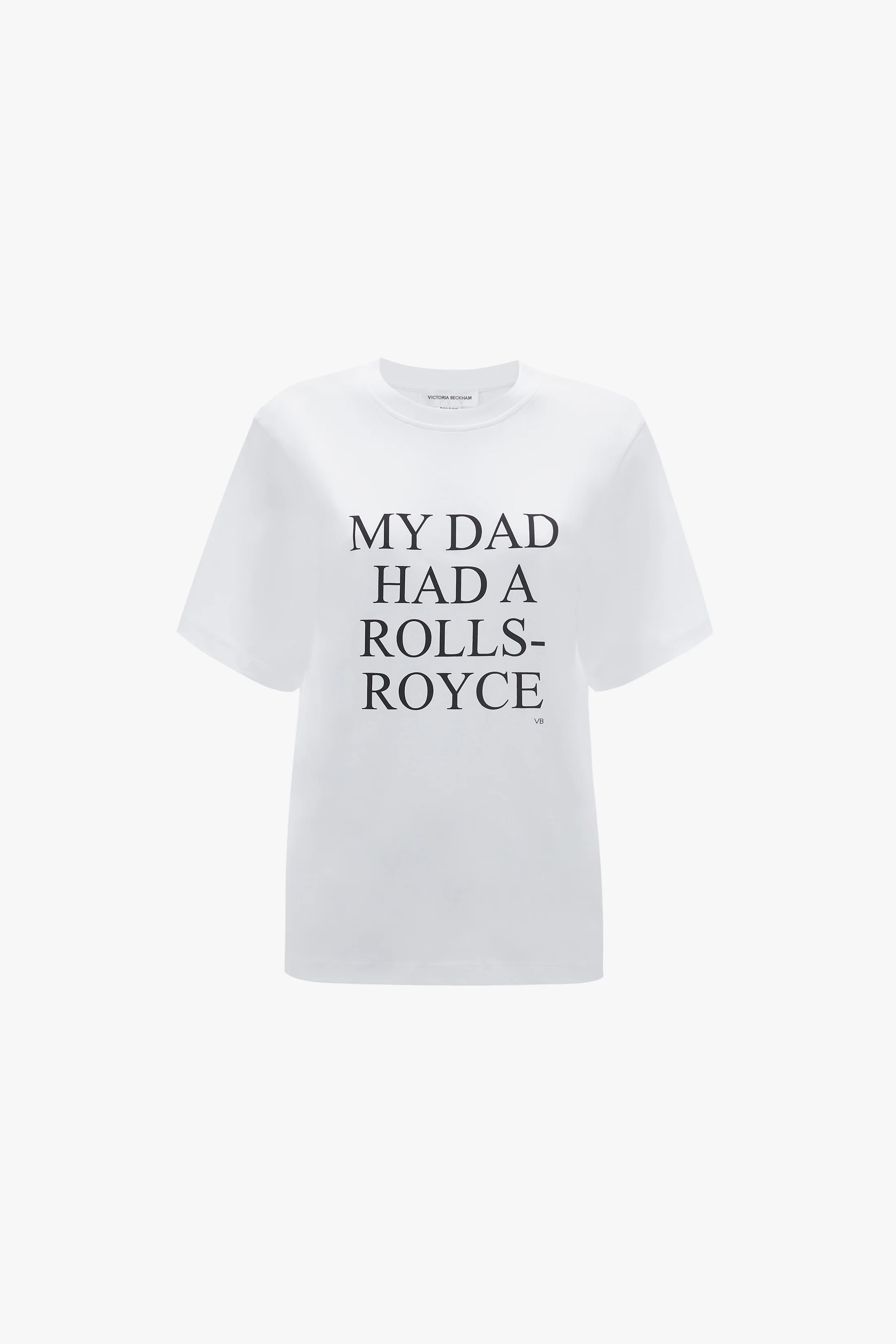 Slogan Tee In White 'My Dad Had A Rolls-Royce' - XNAUWBI