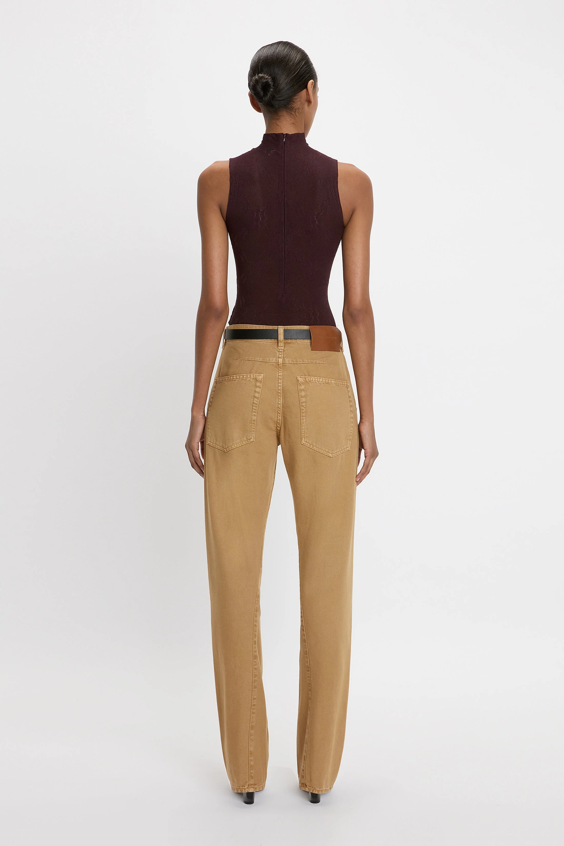 Sleeveless High Neck Bodysuit In Port - XNAUWBI