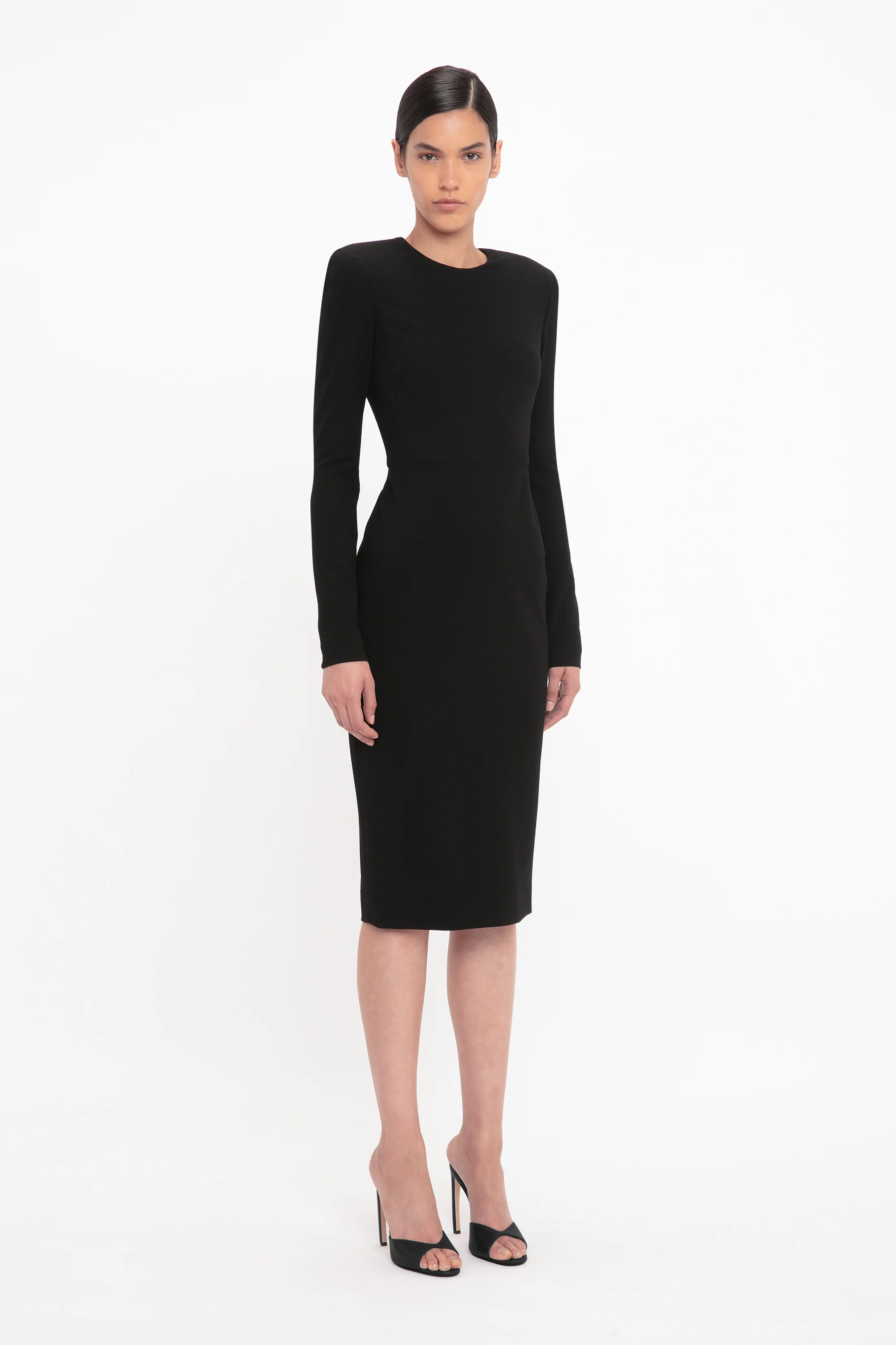 Long Sleeve T-Shirt Fitted Dress In Black - XNAUWBI
