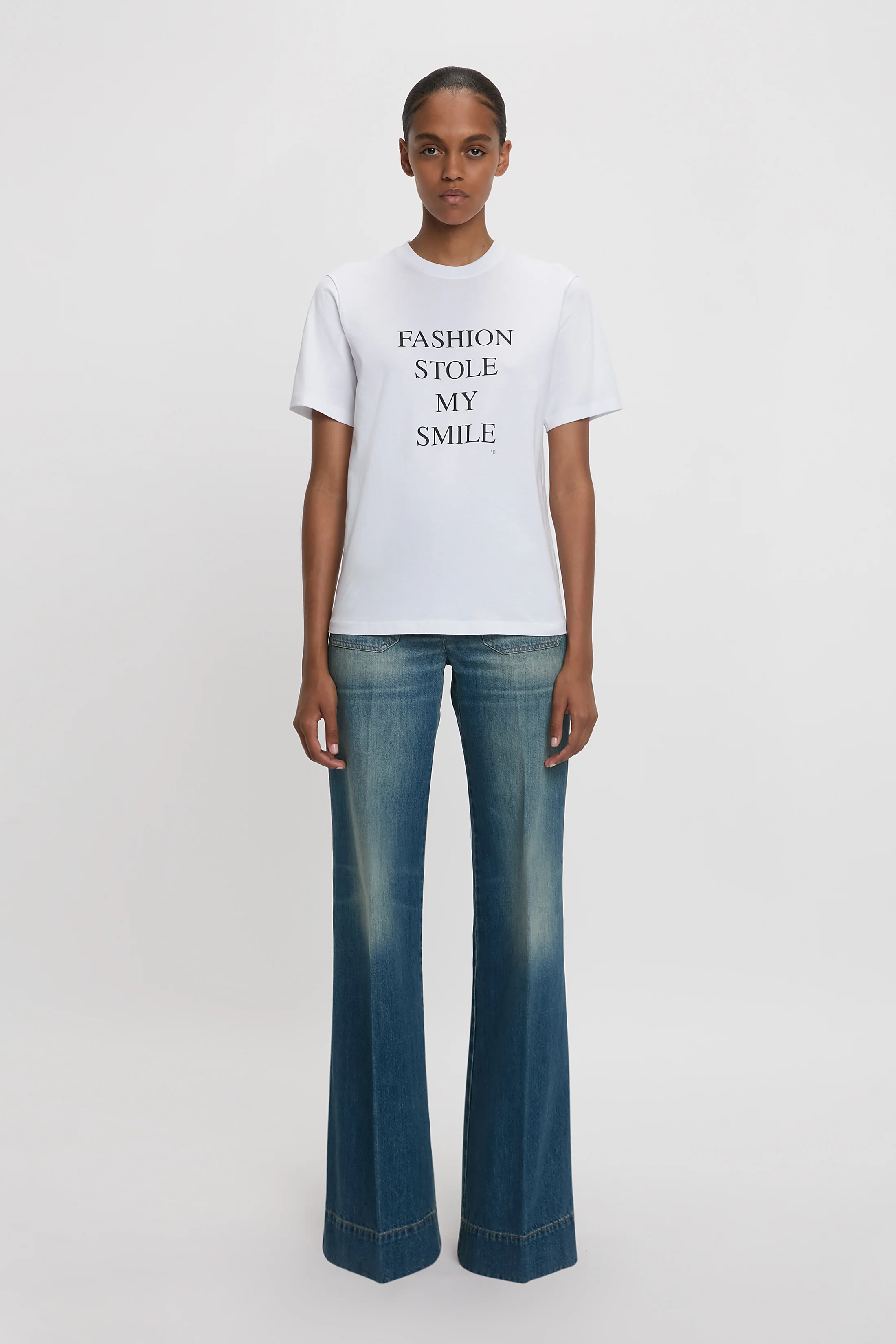 Slogan Tee In White Fashion Stole My Smile - XNAUWBI