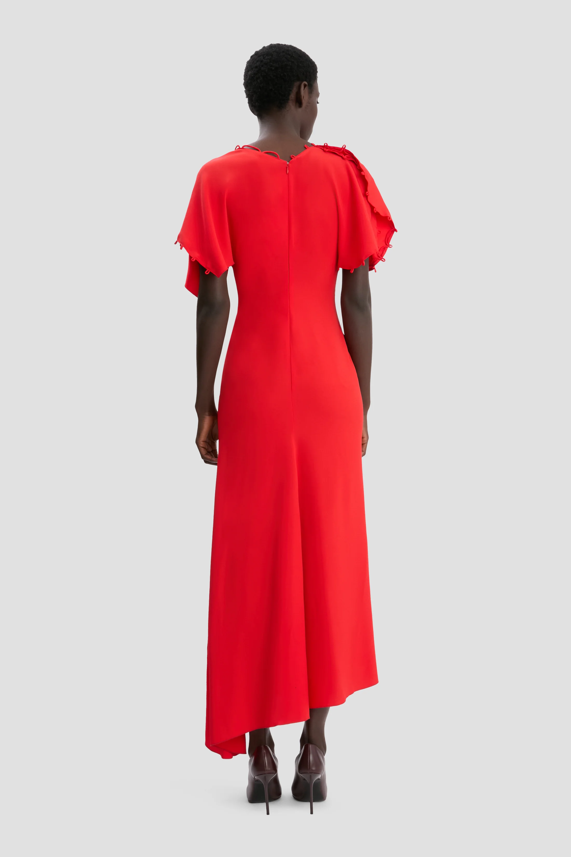 Draped Midi Dress In Cayenne - XNAUWBI
