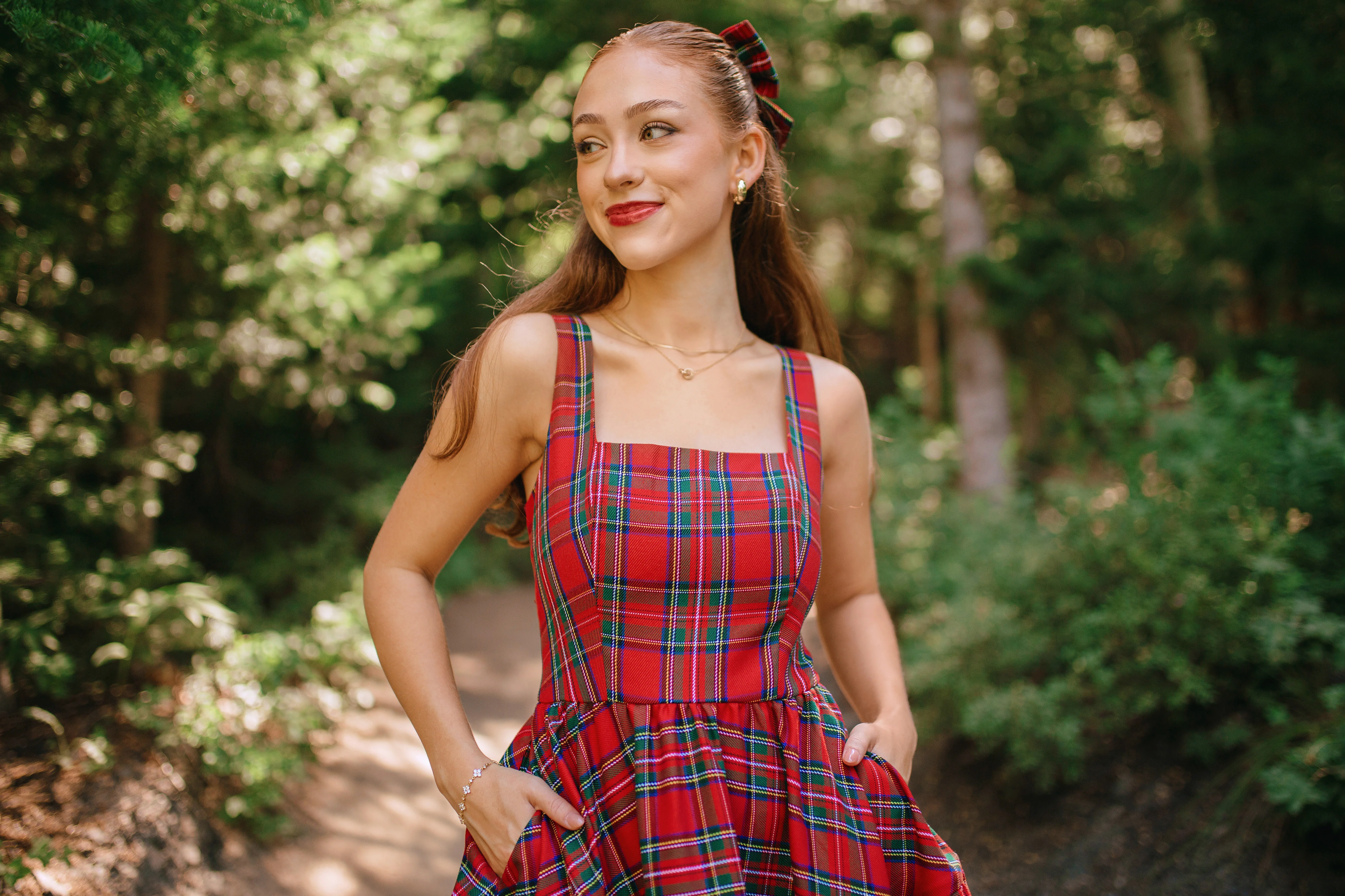 Journey Dress in Red Plaid - XNAUWBI