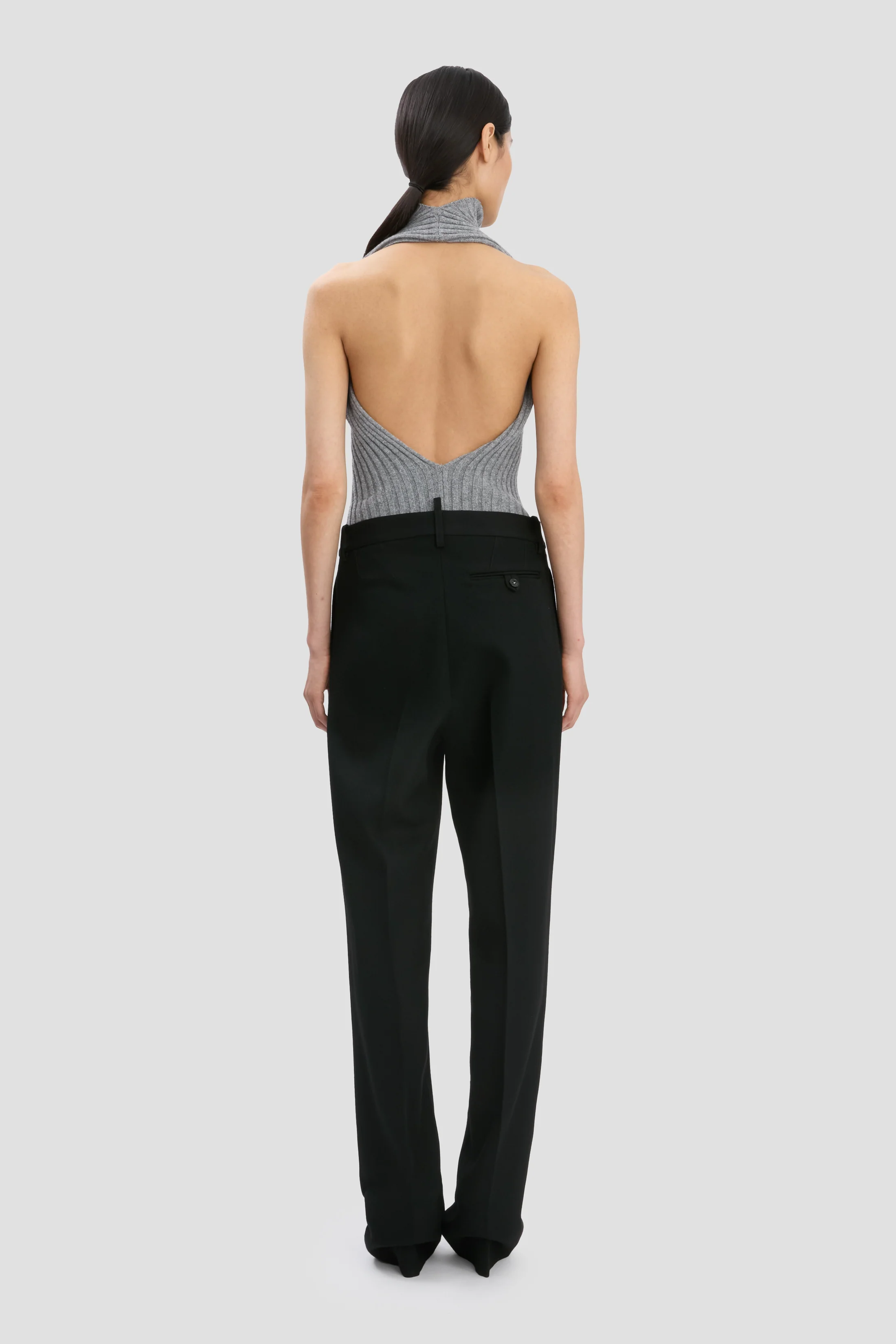 Draped Rib Top In Grey Melange - XNAUWBI