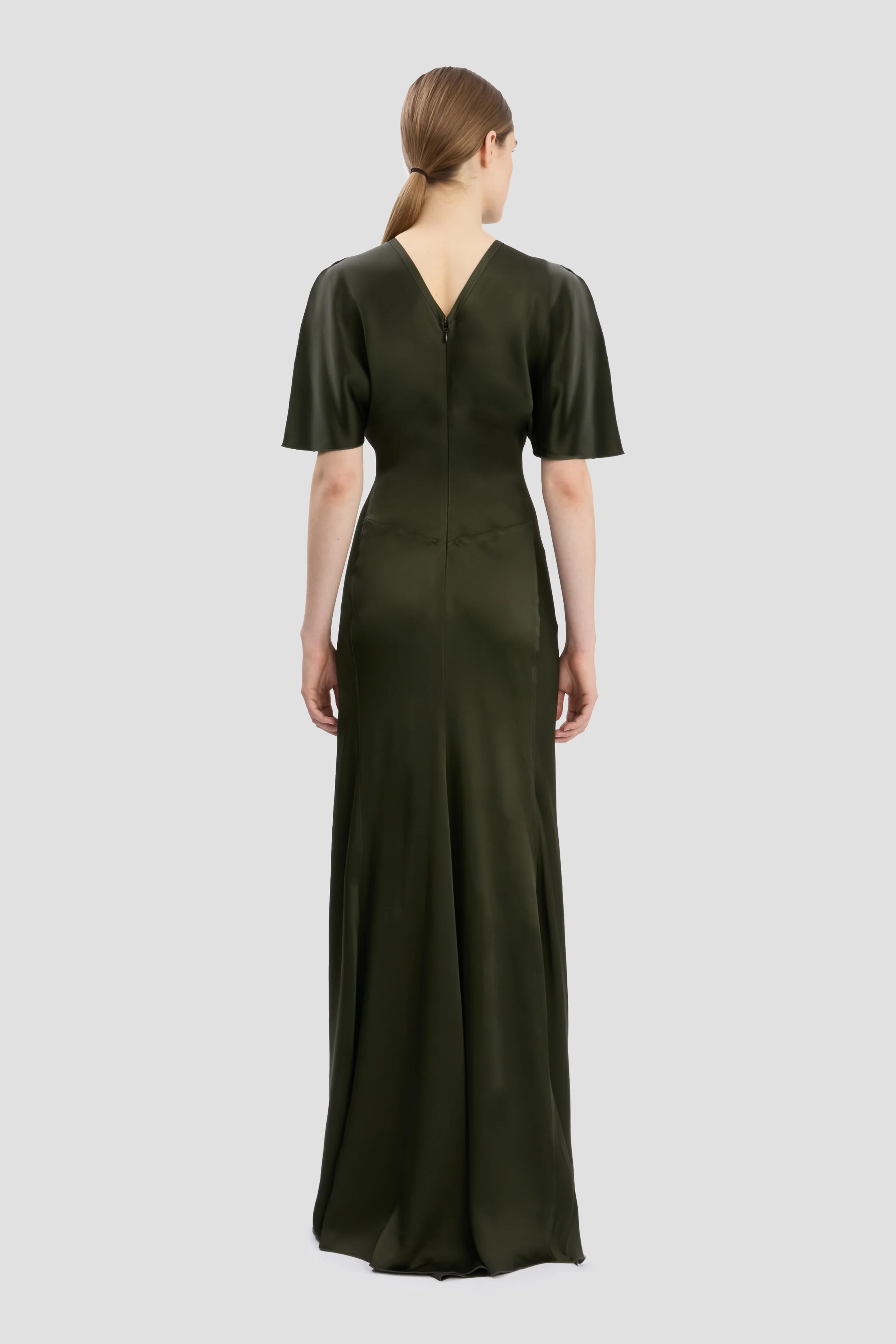 Isabella Gown In Dark Olive - XNAUWBI