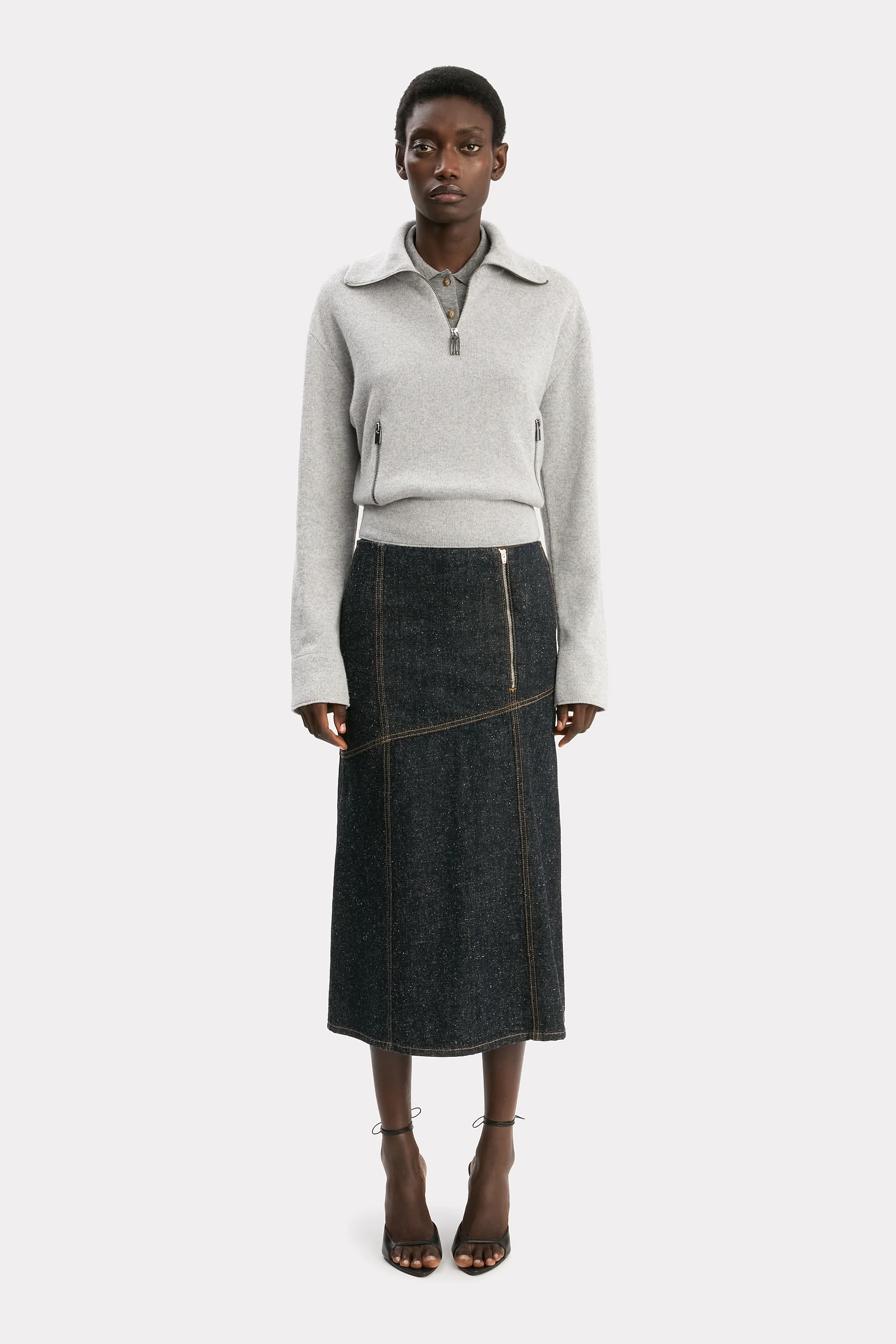 Half-Zip Milano Jumper In Grey Marl - XNAUWBI