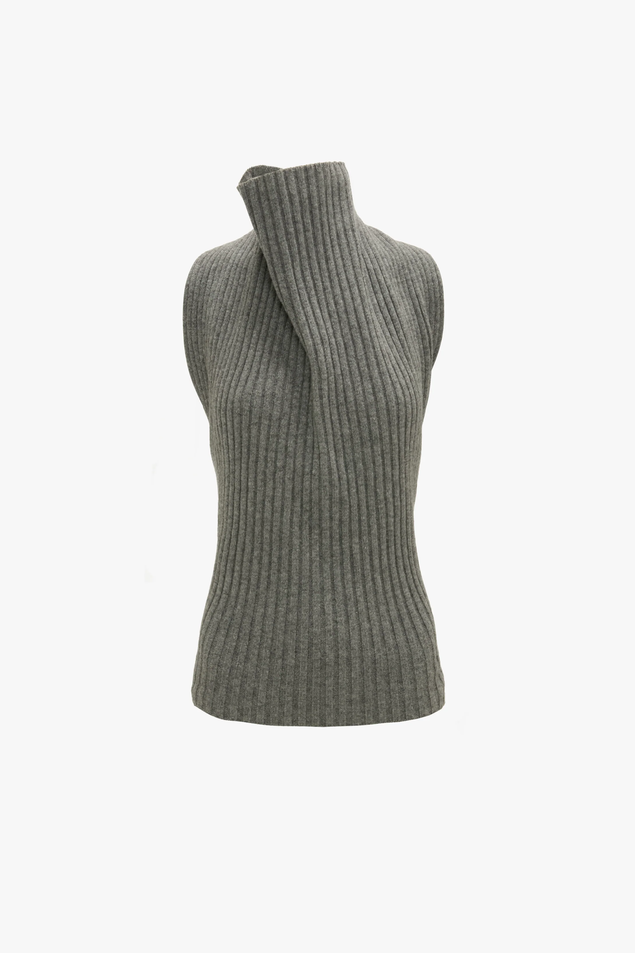 Draped Rib Top In Grey Melange - XNAUWBI