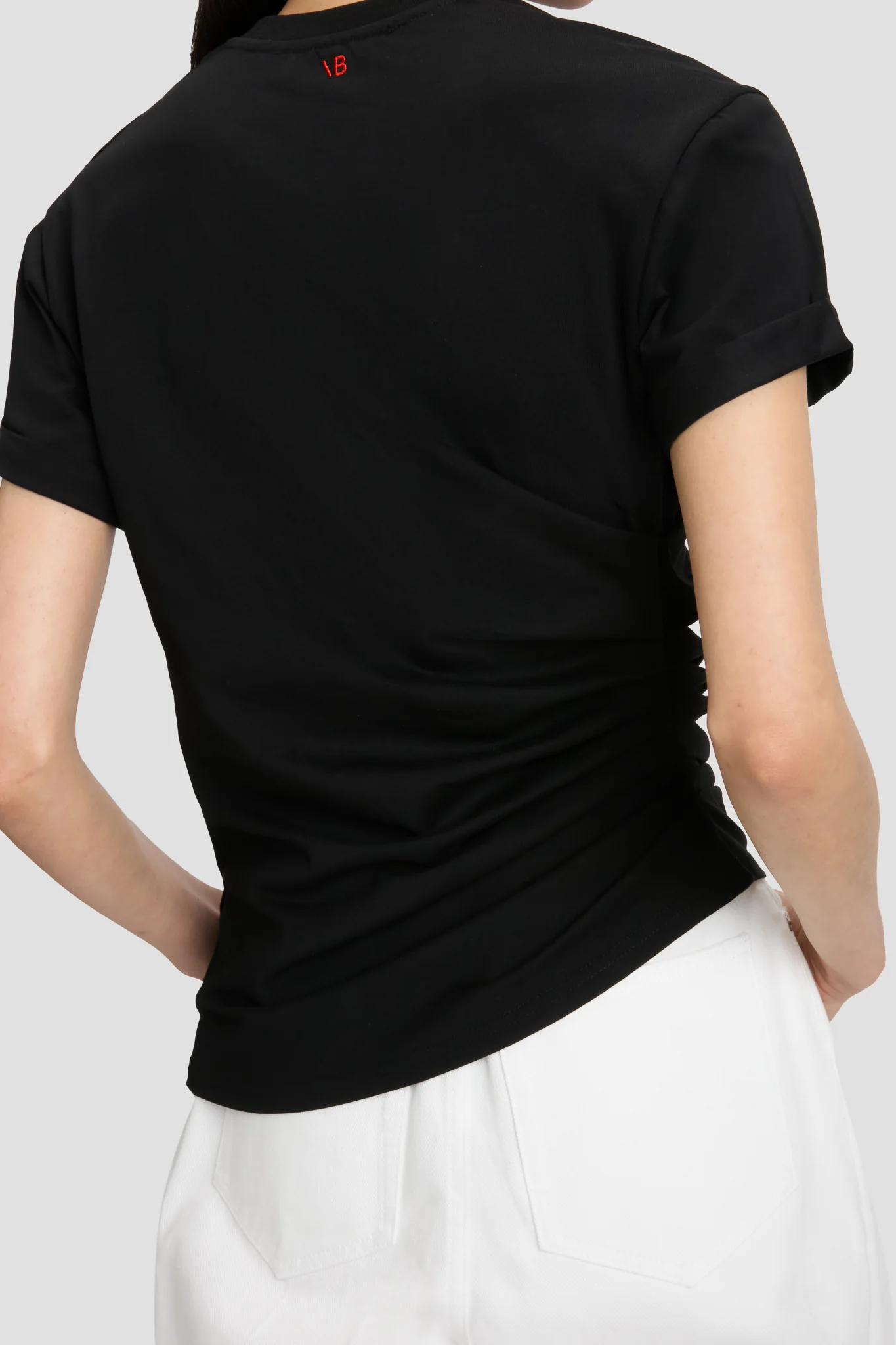 Gathered T-Shirt In Black - XNAUWBI
