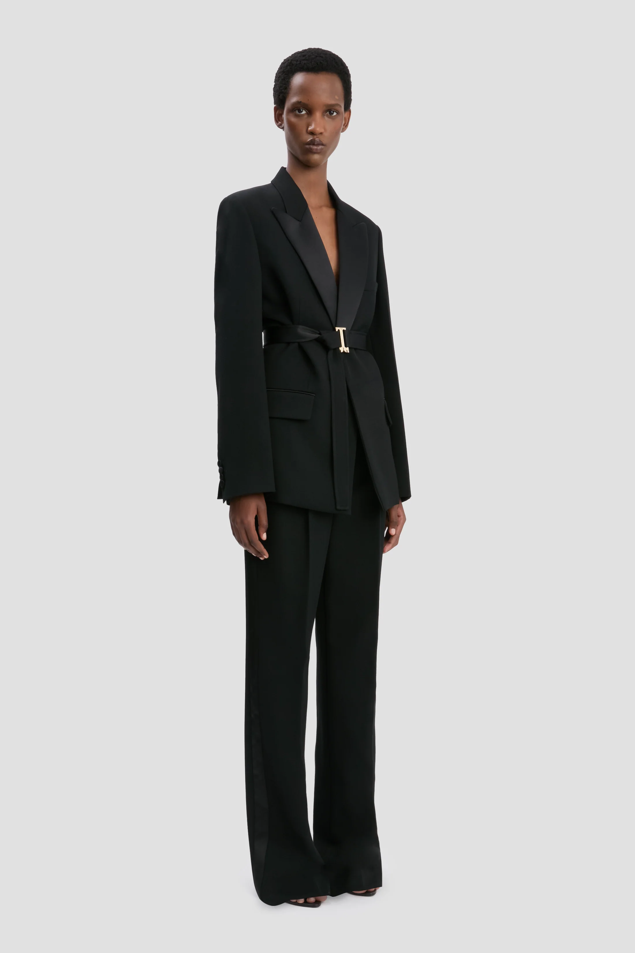 Belted Tailored Jacket In Black - XNAUWBI