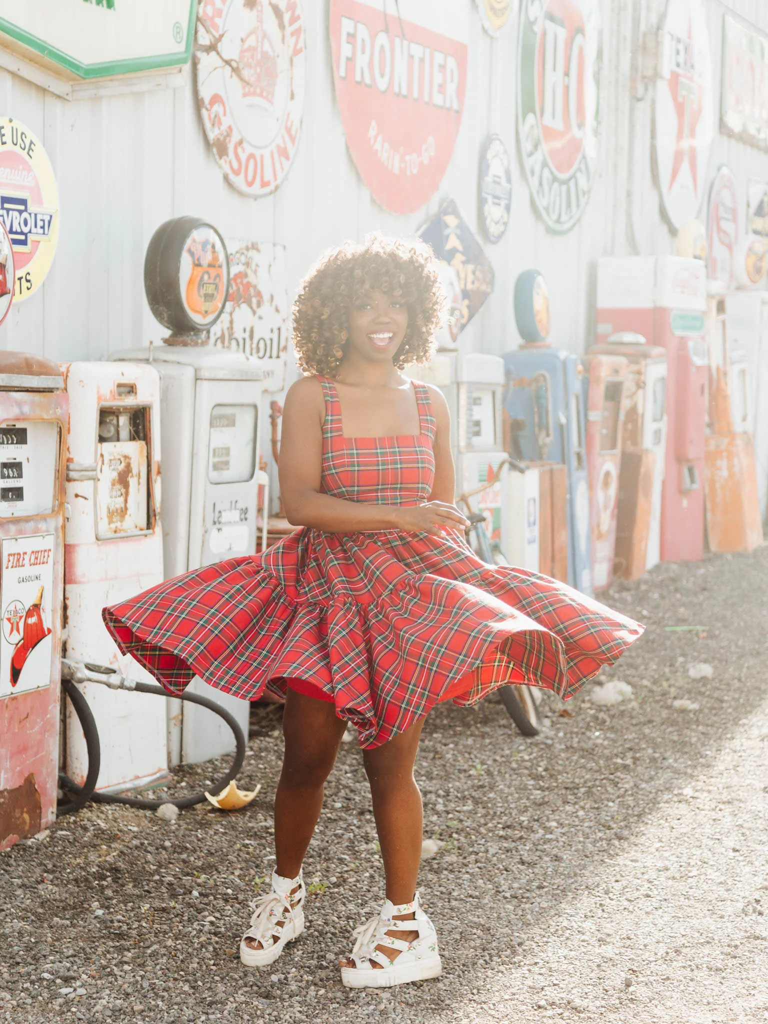 Journey Dress in Red Plaid - XNAUWBI