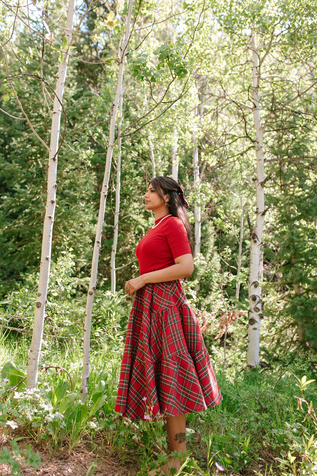 Madonna Skirt in Red Plaid - XNAUWBI