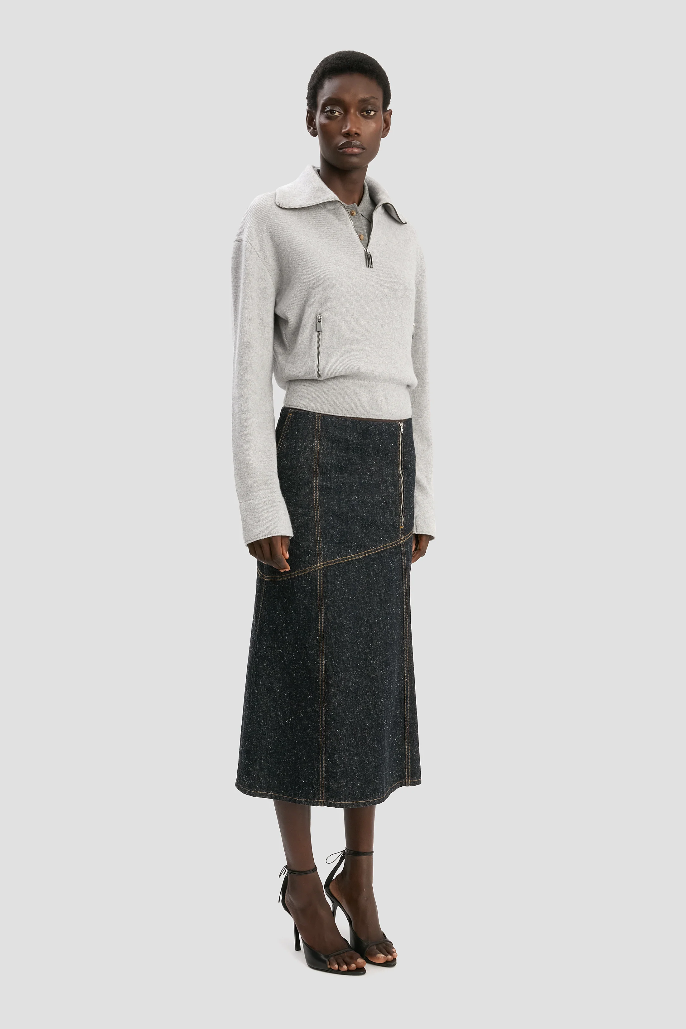 Half-Zip Milano Jumper In Grey Marl - XNAUWBI