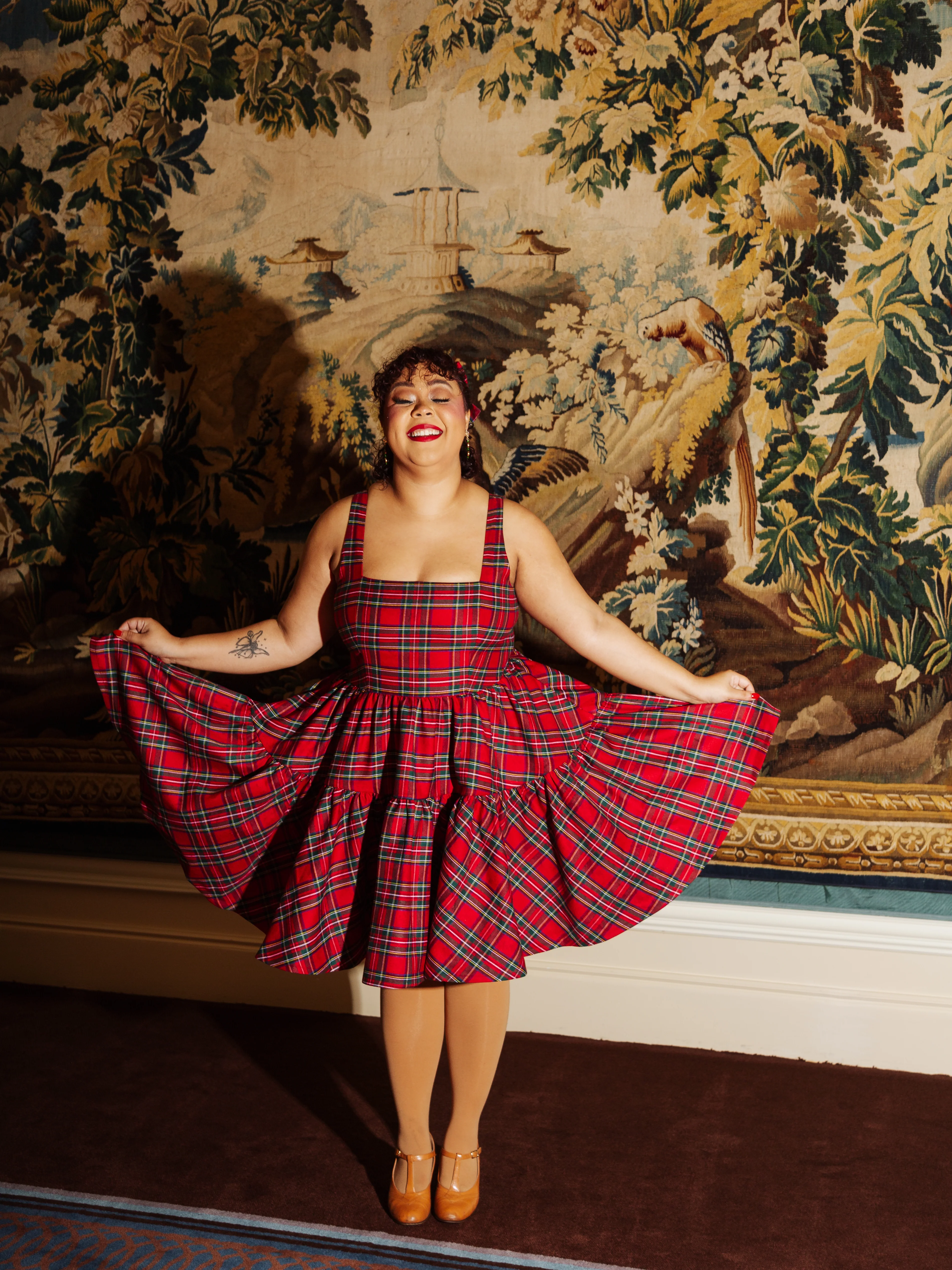 Journey Dress in Red Plaid - XNAUWBI