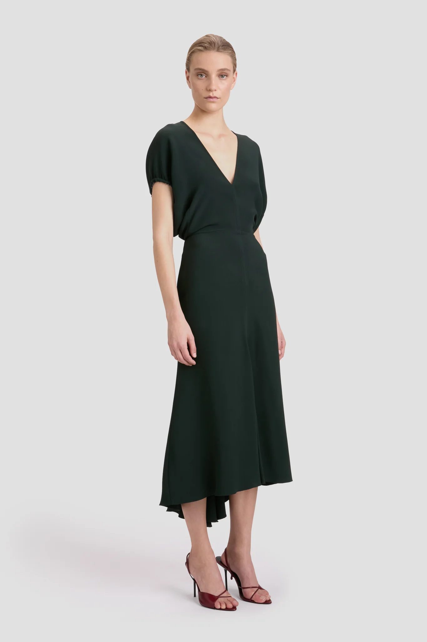 Edith Midi Dress In Dark Pine - XNAUWBI