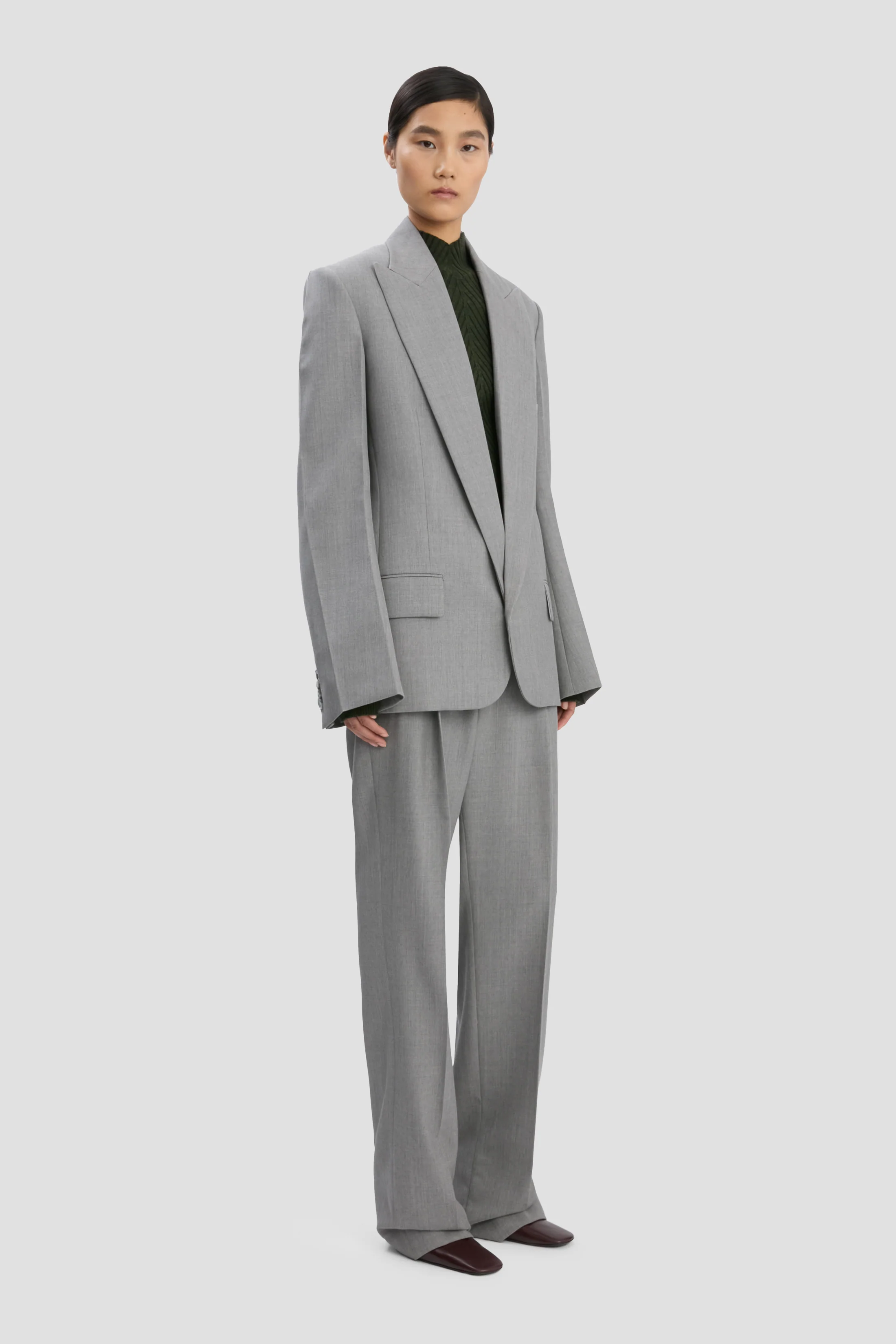 Sculptural Sleeve Jacket In Light Grey Melange - XNAUWBI