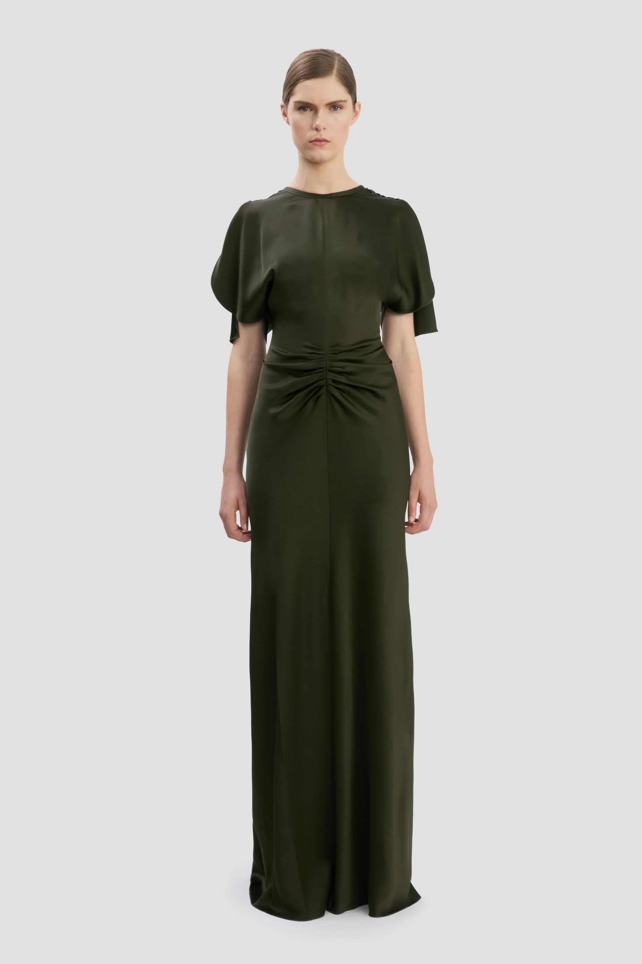 Isabella Gown In Dark Olive - XNAUWBI