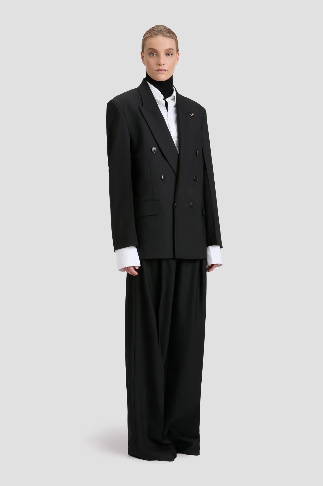 Relaxed Double Breasted Jacket In Black - XNAUWBI