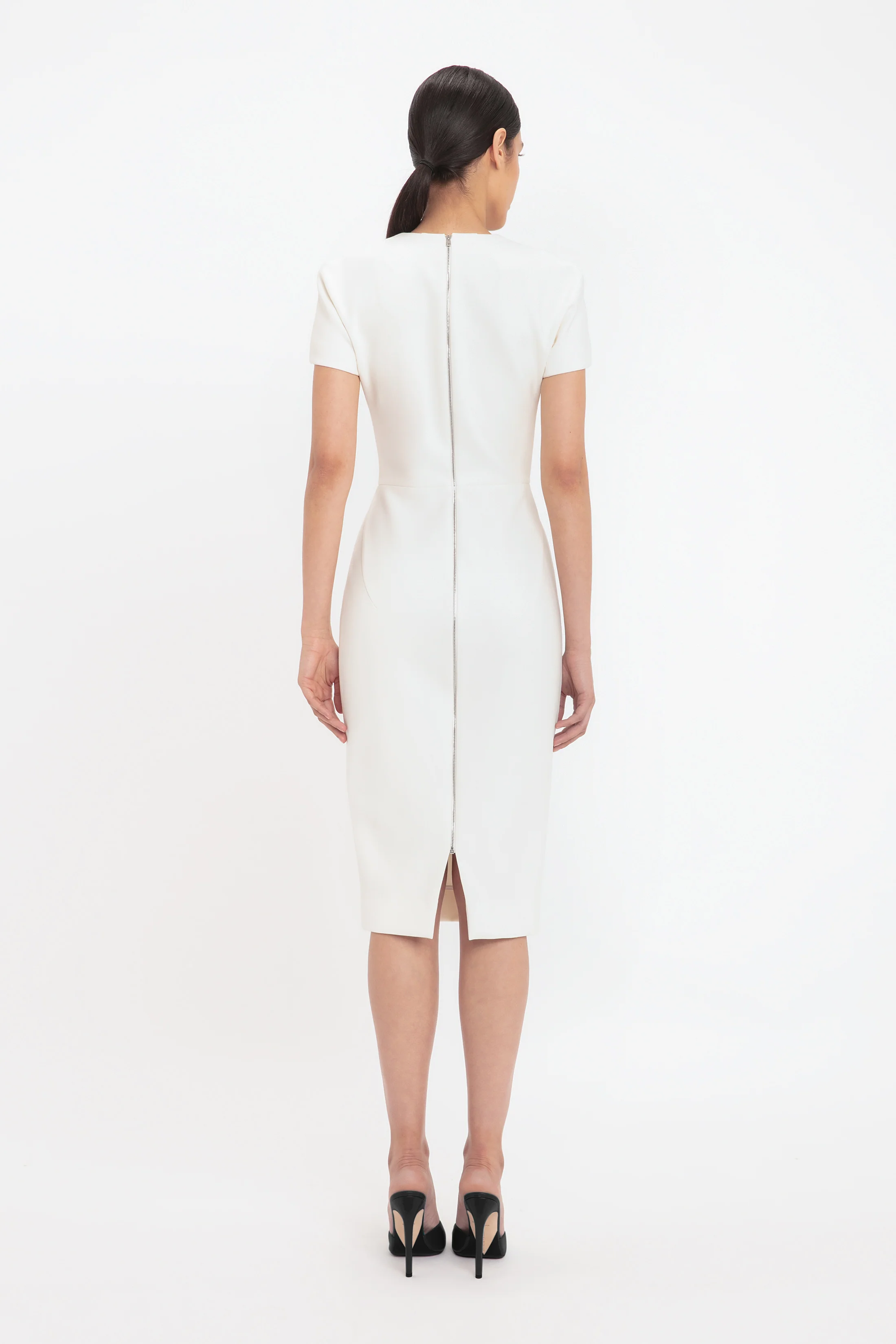 Fitted T-shirt Dress In Ivory - XNAUWBI