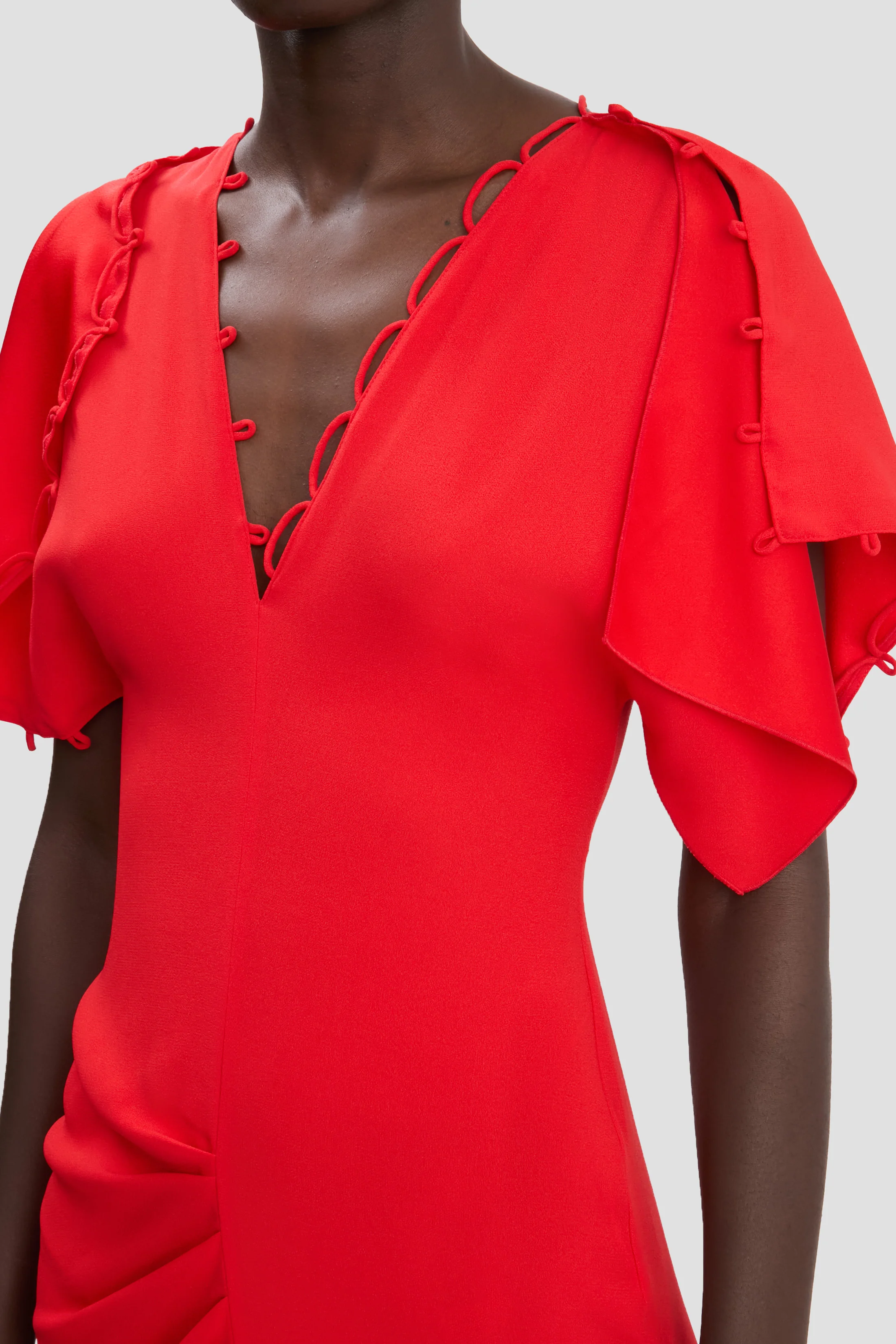 Draped Midi Dress In Cayenne - XNAUWBI
